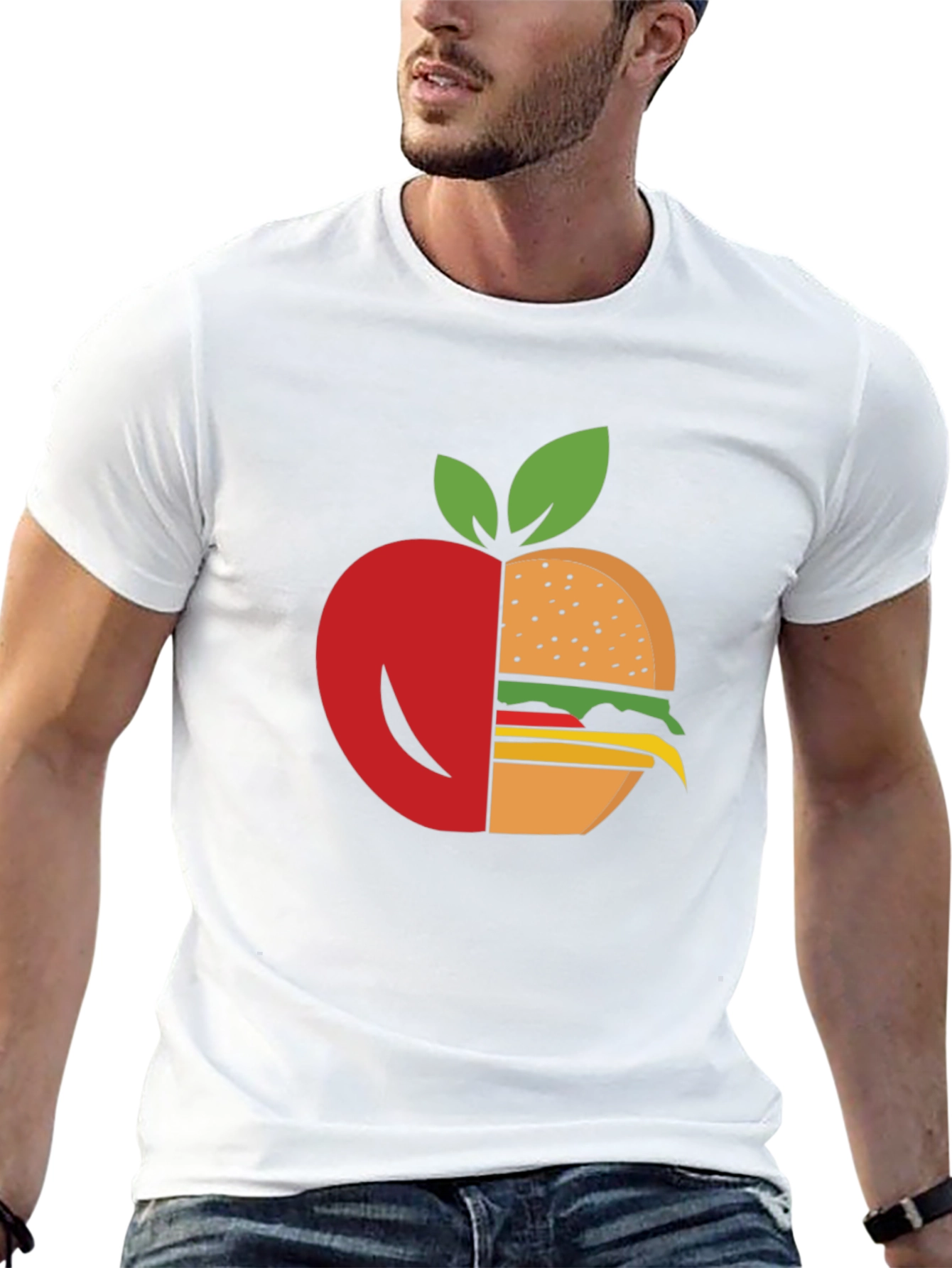 Apple Burger T-Shirt - Healthy Food Graphic Tee