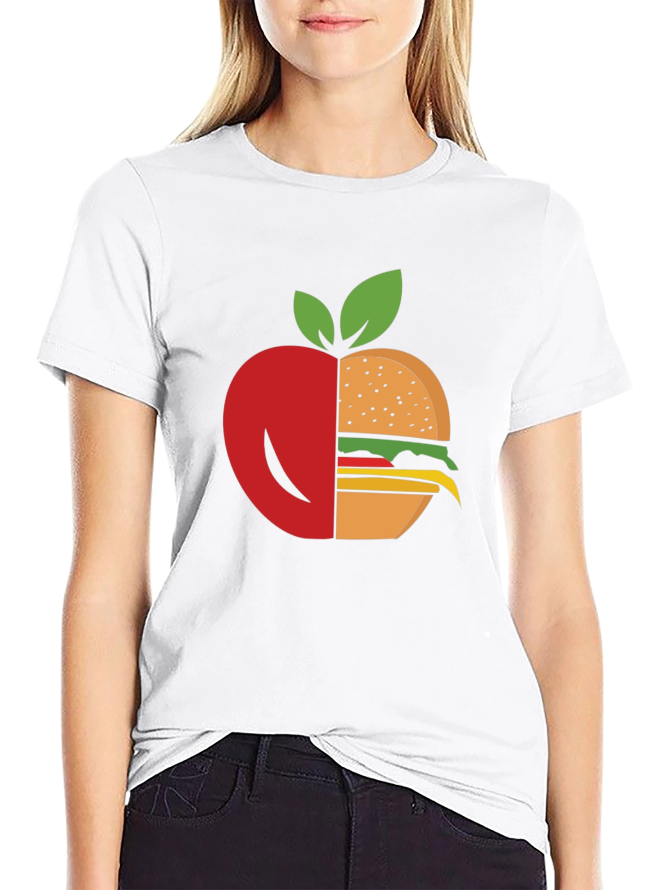 Apple Burger T-Shirt - Healthy Food Graphic Tee