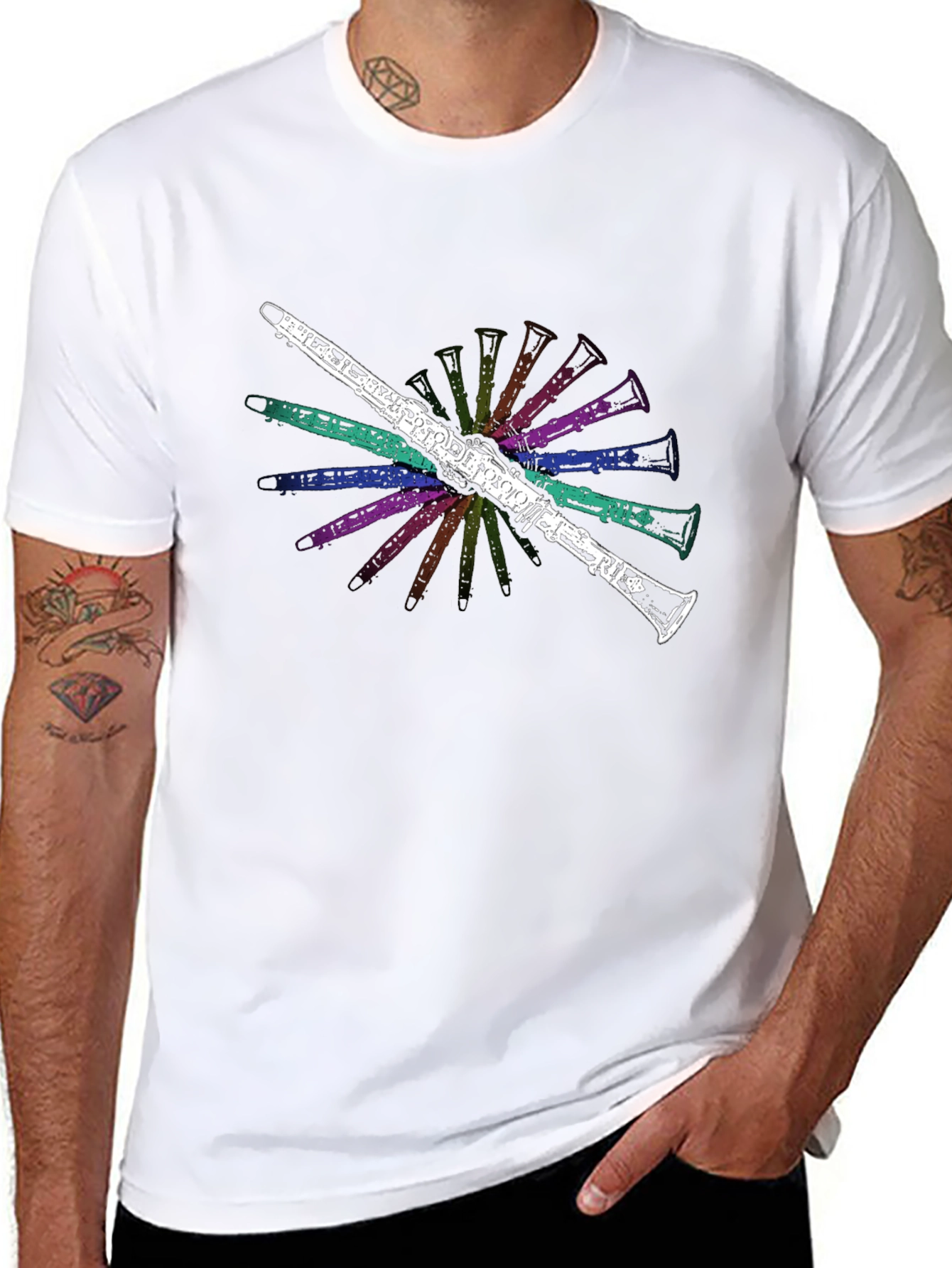 Musical Clarinet Graphic T-Shirt - Black