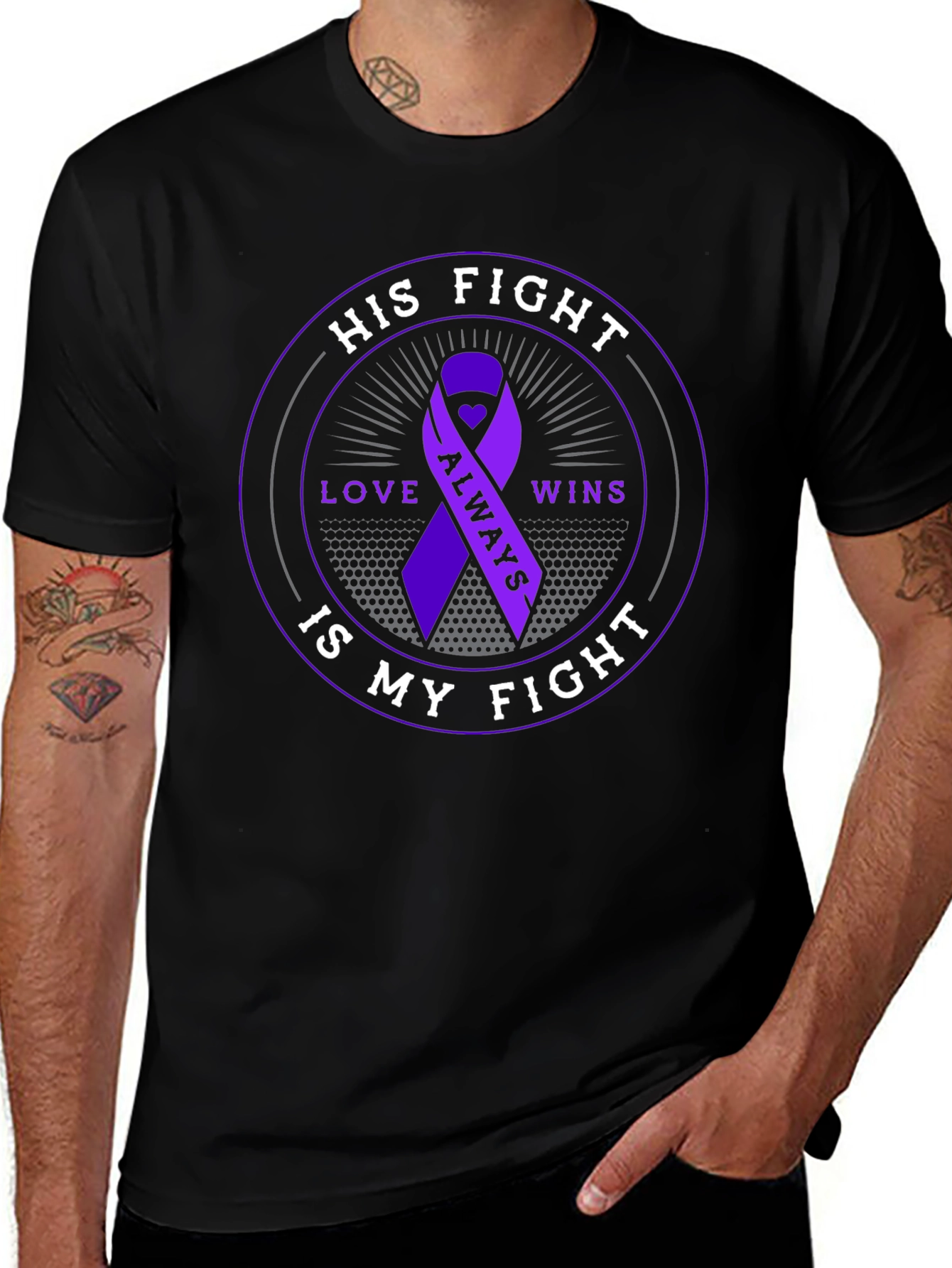 His Fight is My Fight Purple Ribbon T-Shirt