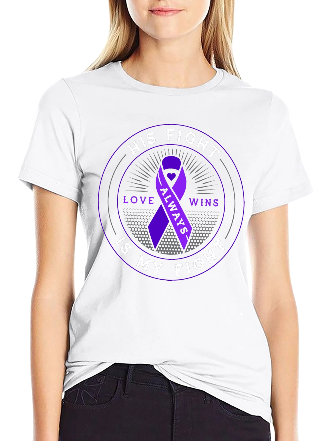 His Fight is My Fight Purple Ribbon T-Shirt