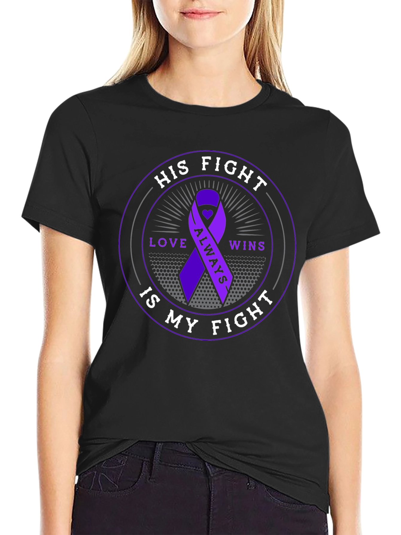 His Fight is My Fight Purple Ribbon T-Shirt