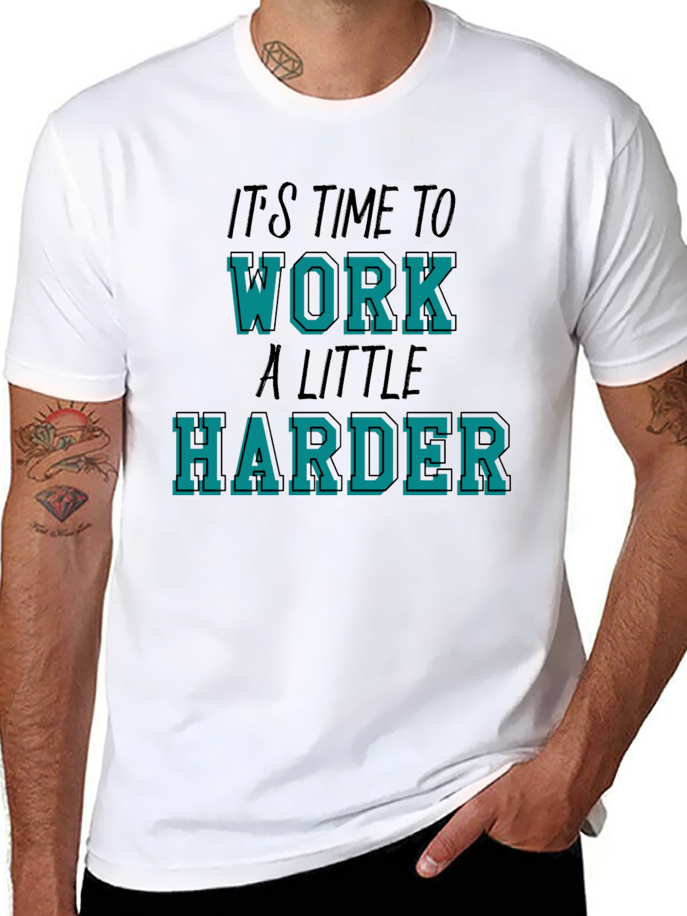 Time To Work Harder Black Graphic Tee