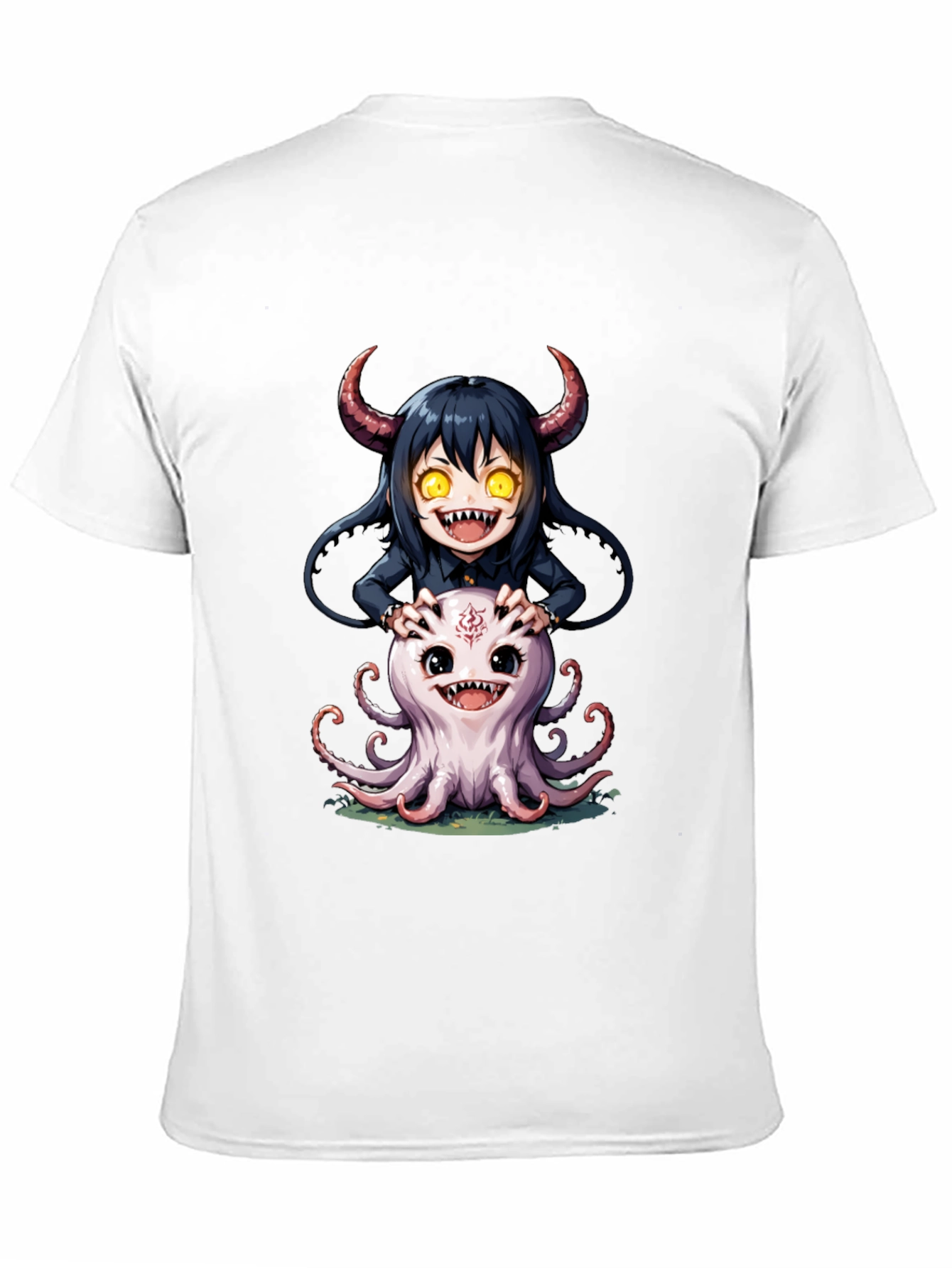Cute Cartoon Girl and Octopus Graphic Tee