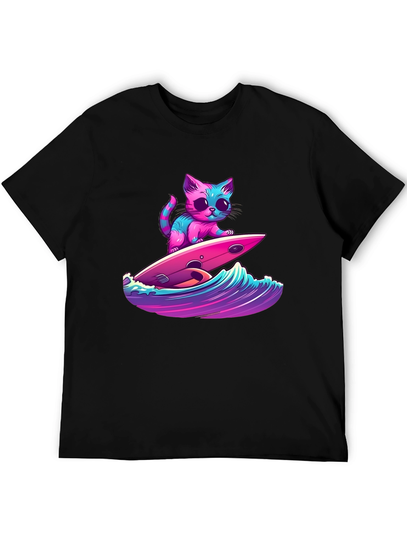 Surfing Cat Graphic Tee - Cool Kitten Design