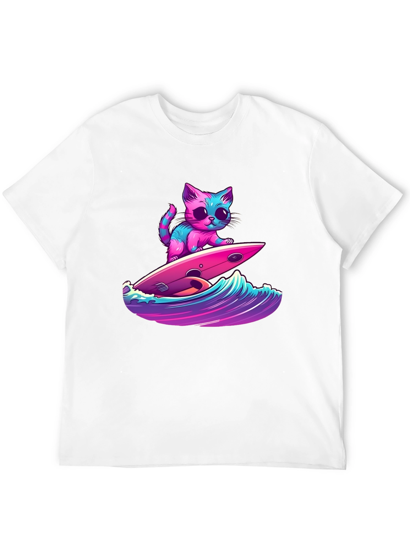 Surfing Cat Graphic Tee - Cool Kitten Design