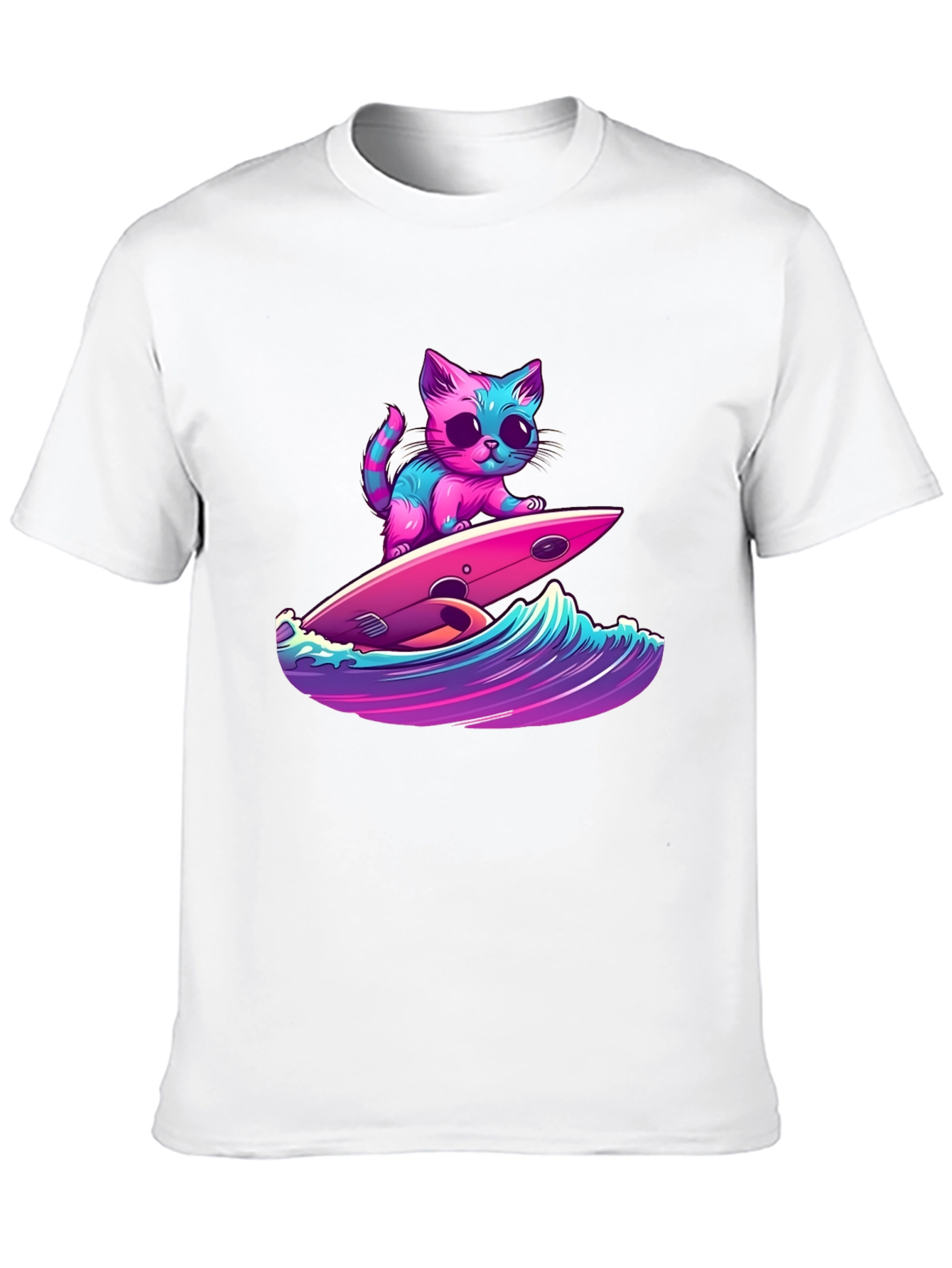 Surfing Cat Graphic Tee - Cool Kitten Design