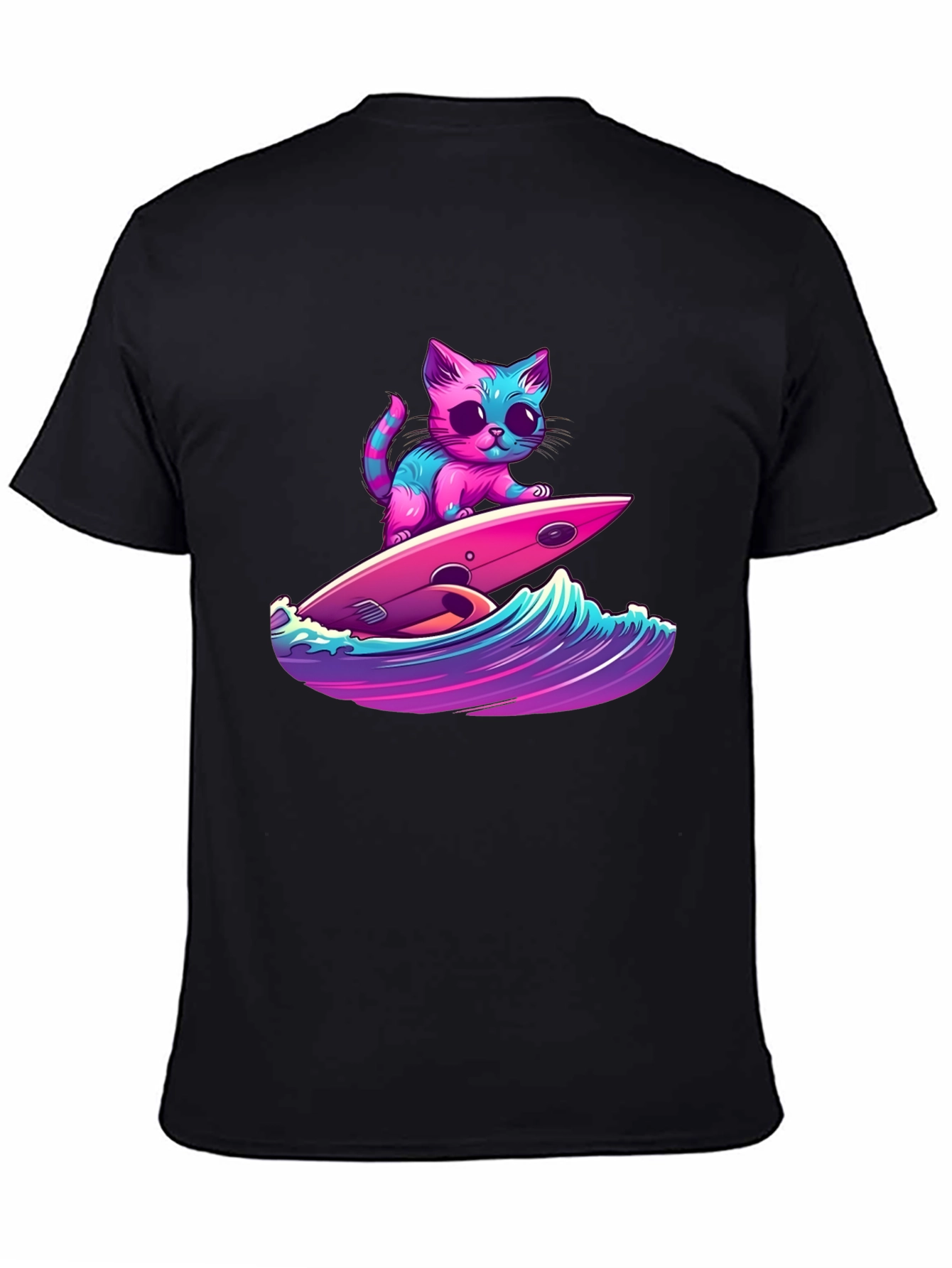 Surfing Cat Graphic Tee - Cool Kitten Design