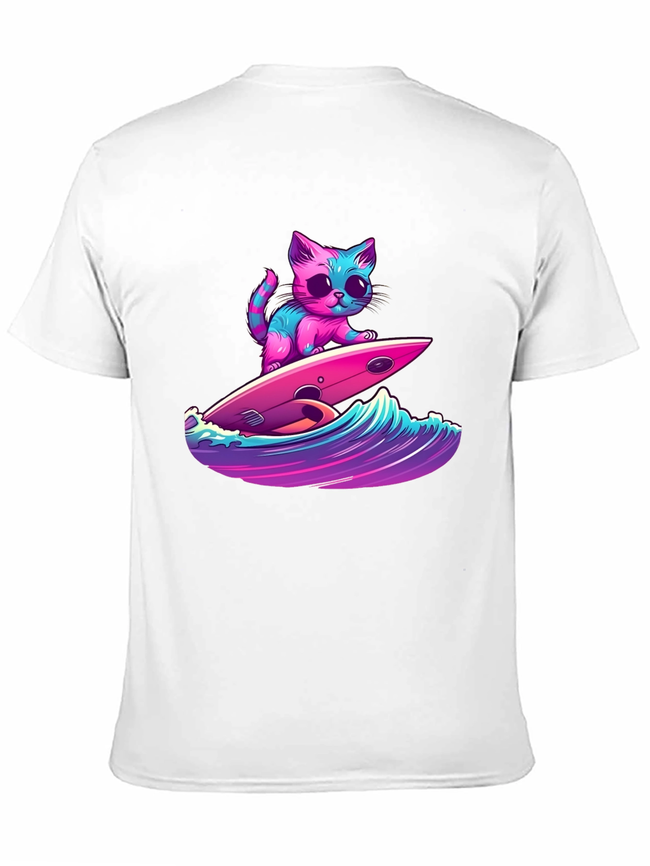Surfing Cat Graphic Tee - Cool Kitten Design
