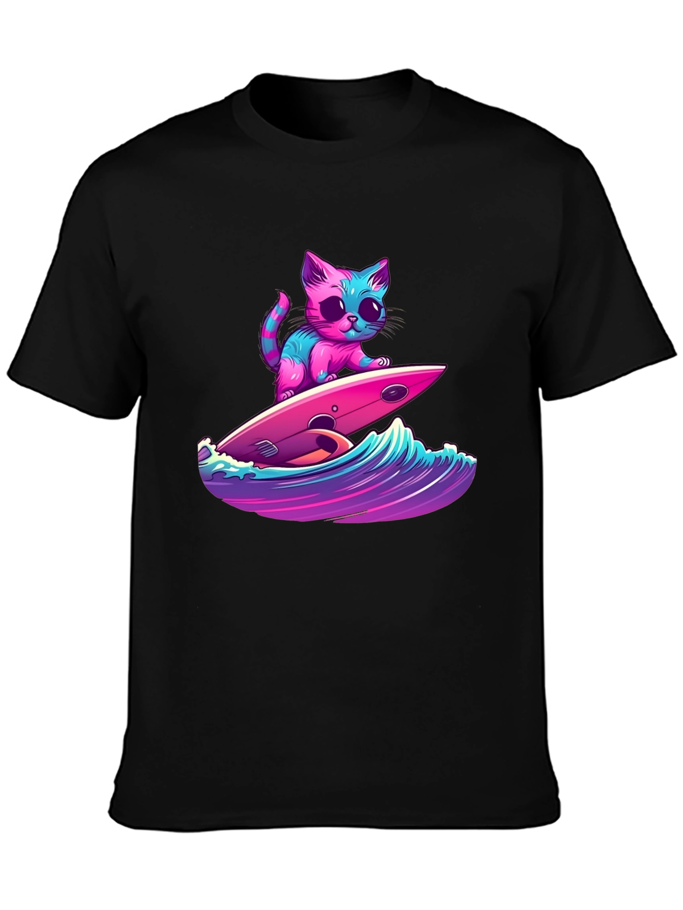 Surfing Cat Graphic Tee - Cool Kitten Design