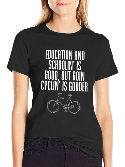 Funny Cycling T-Shirt - Education vs. Cycling