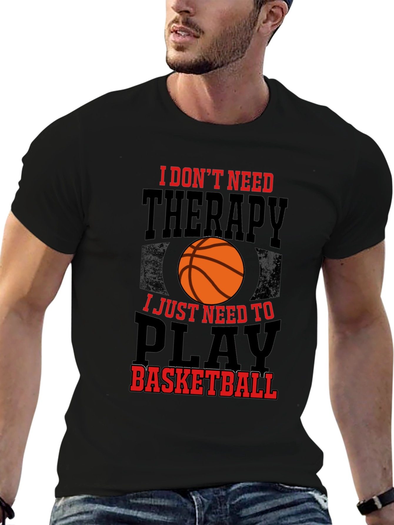Basketball Therapy Graphic T-Shirt - Mens Black Tee