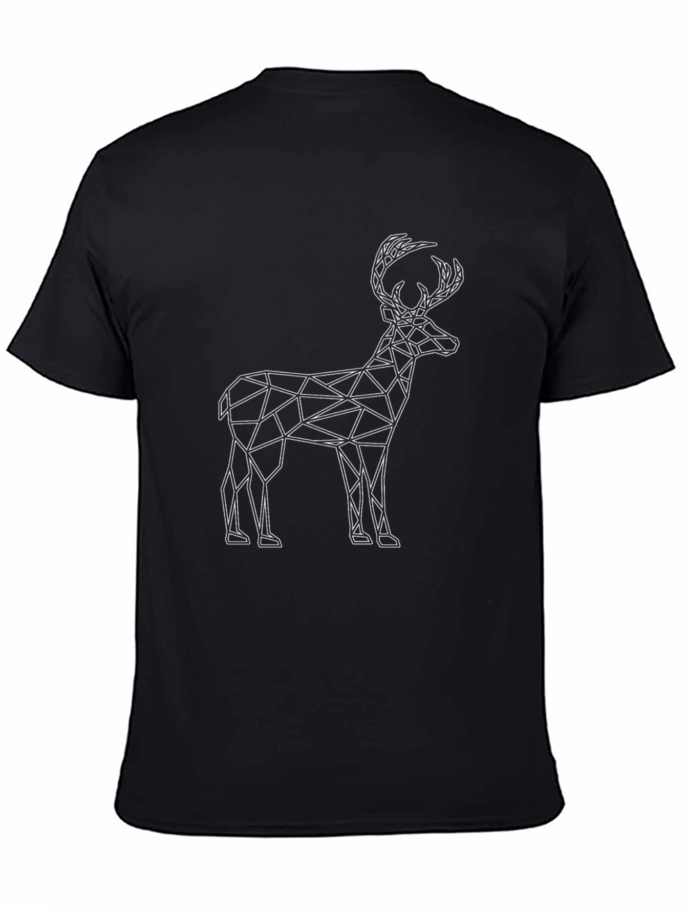 Geometric Deer Graphic Tee - Modern Black T-Shirt