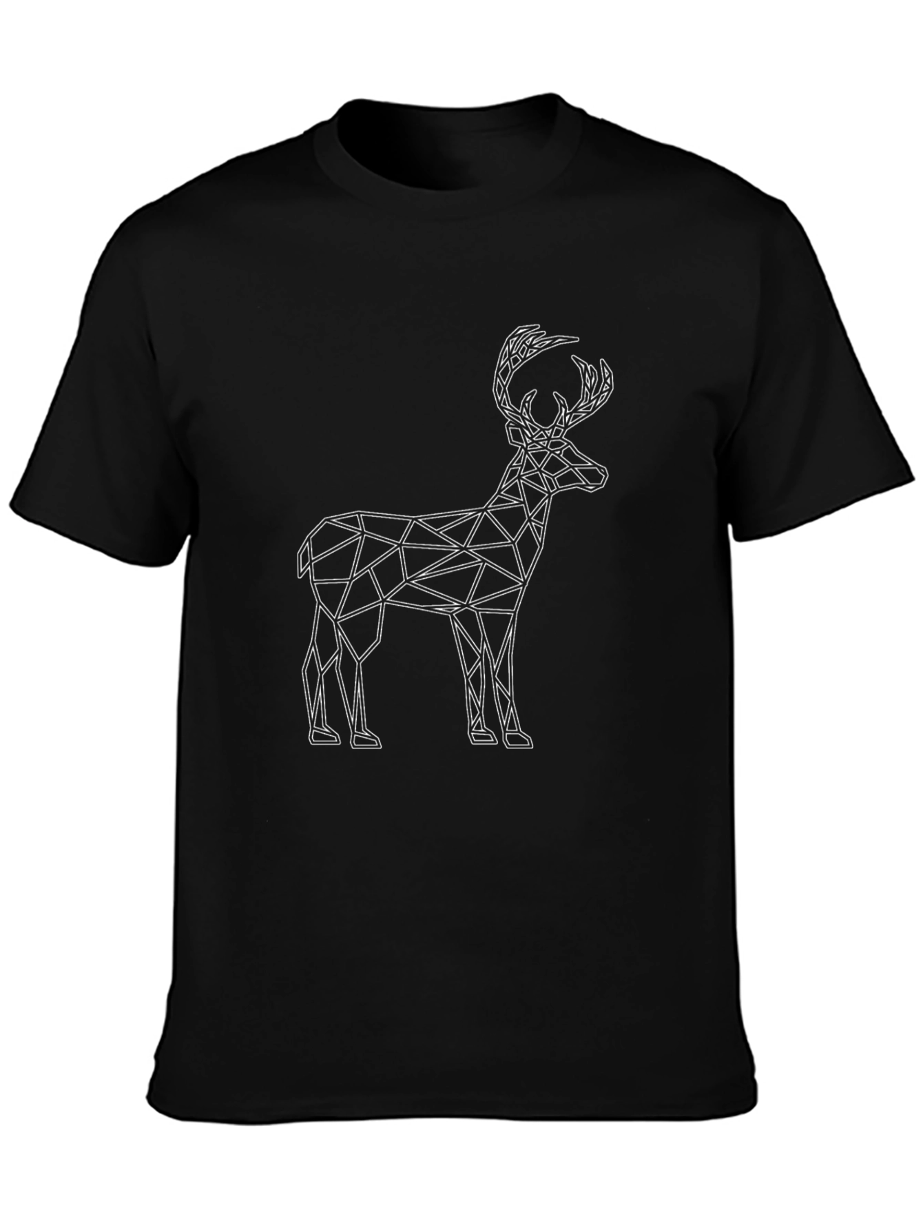 Geometric Deer Graphic Tee - Modern Black T-Shirt