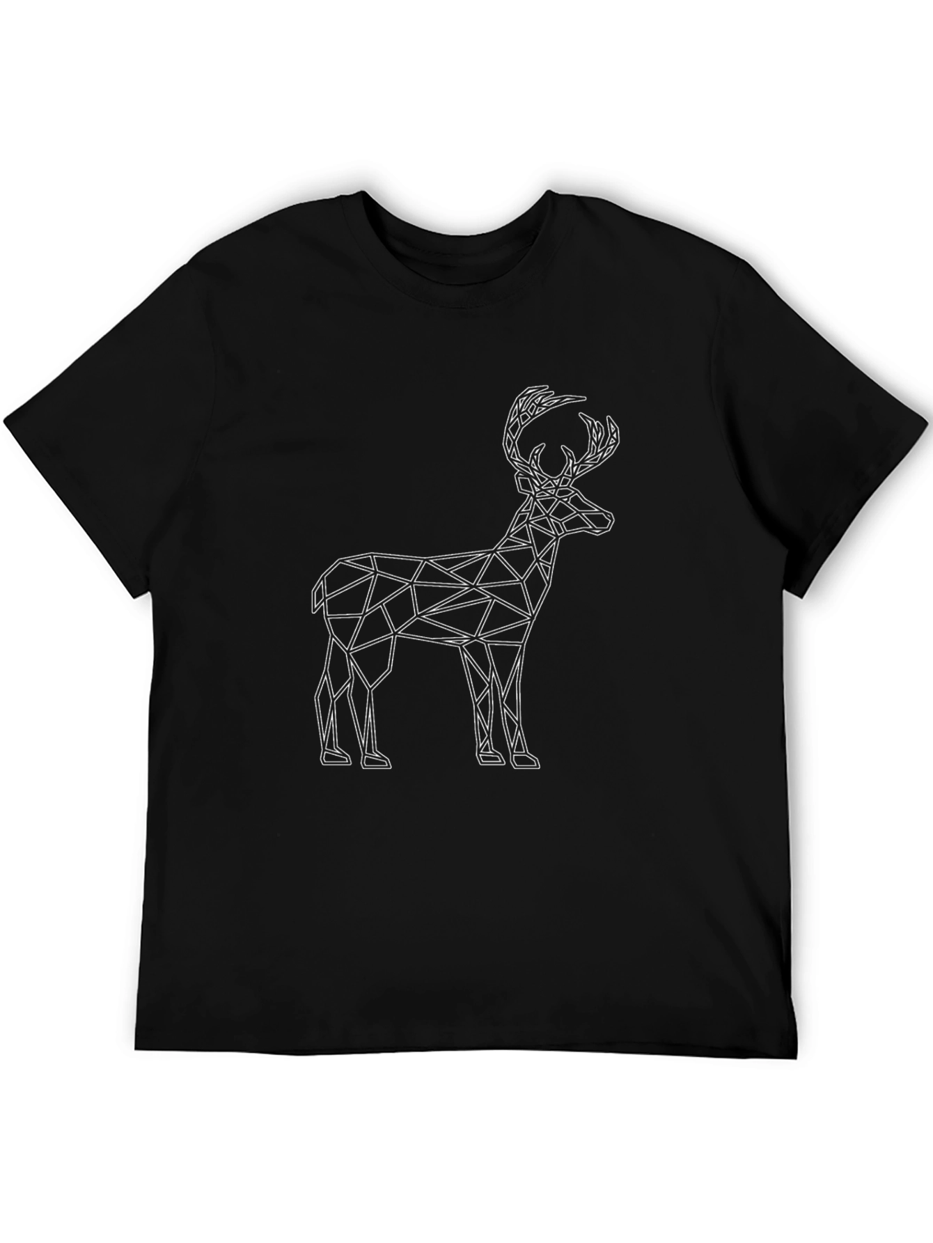 Geometric Deer Graphic Tee - Modern Black T-Shirt