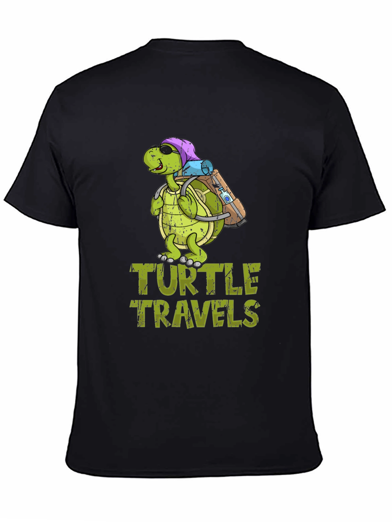 Turtle Travels T-Shirt Funny Cartoon Graphic Tee