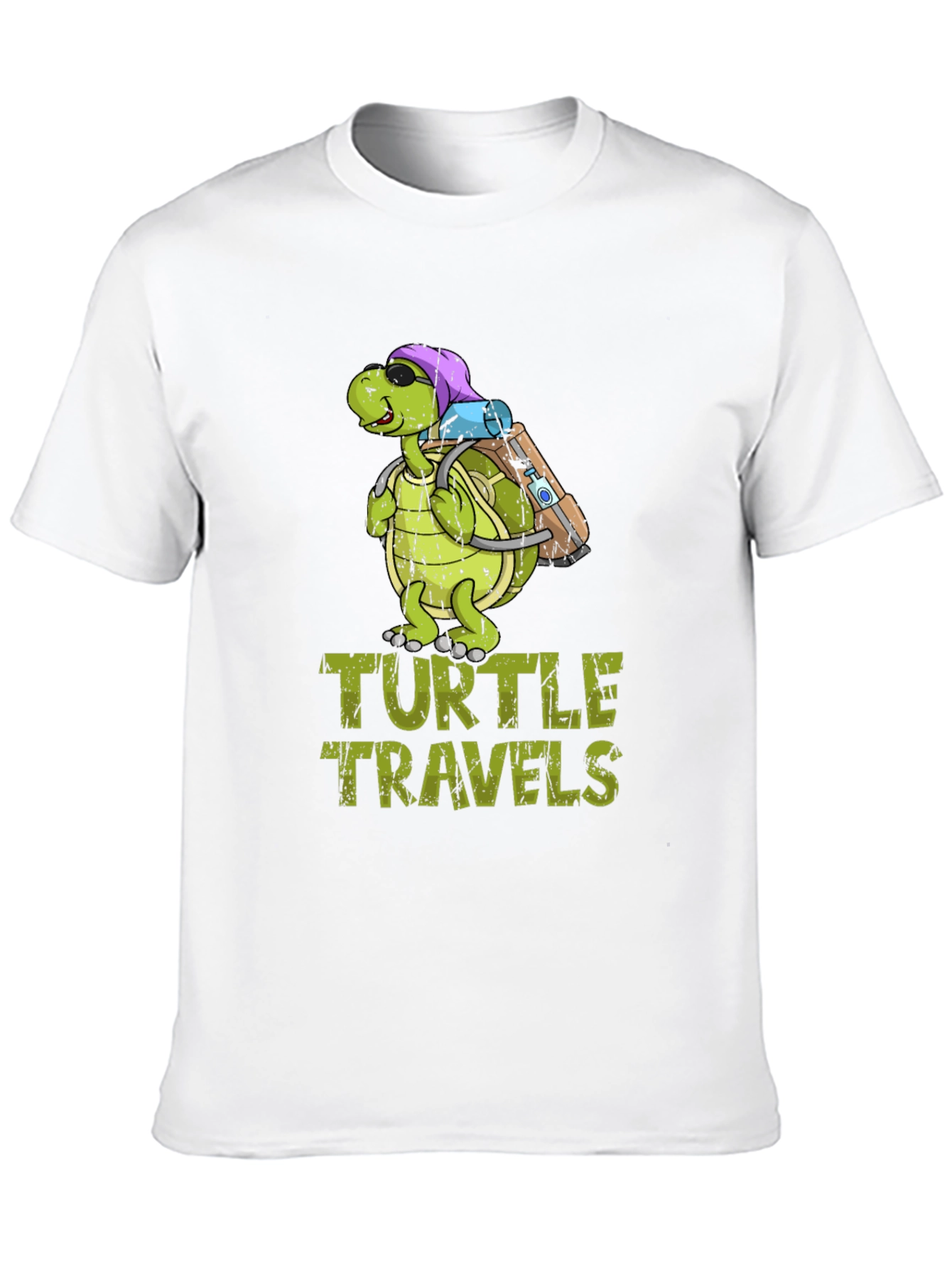 Turtle Travels T-Shirt Funny Cartoon Graphic Tee