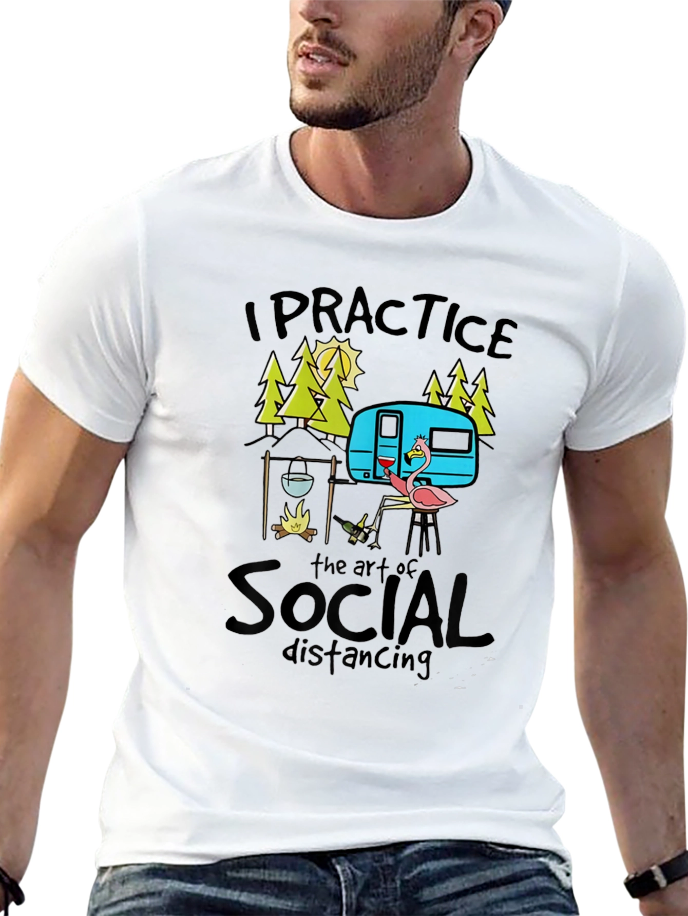 Social Distancing Camping Graphic T-Shirt