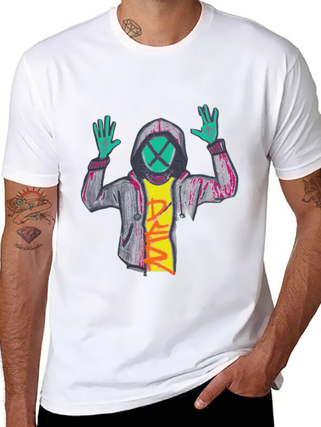 Graphic Tee: Abstract Hoodie Figure