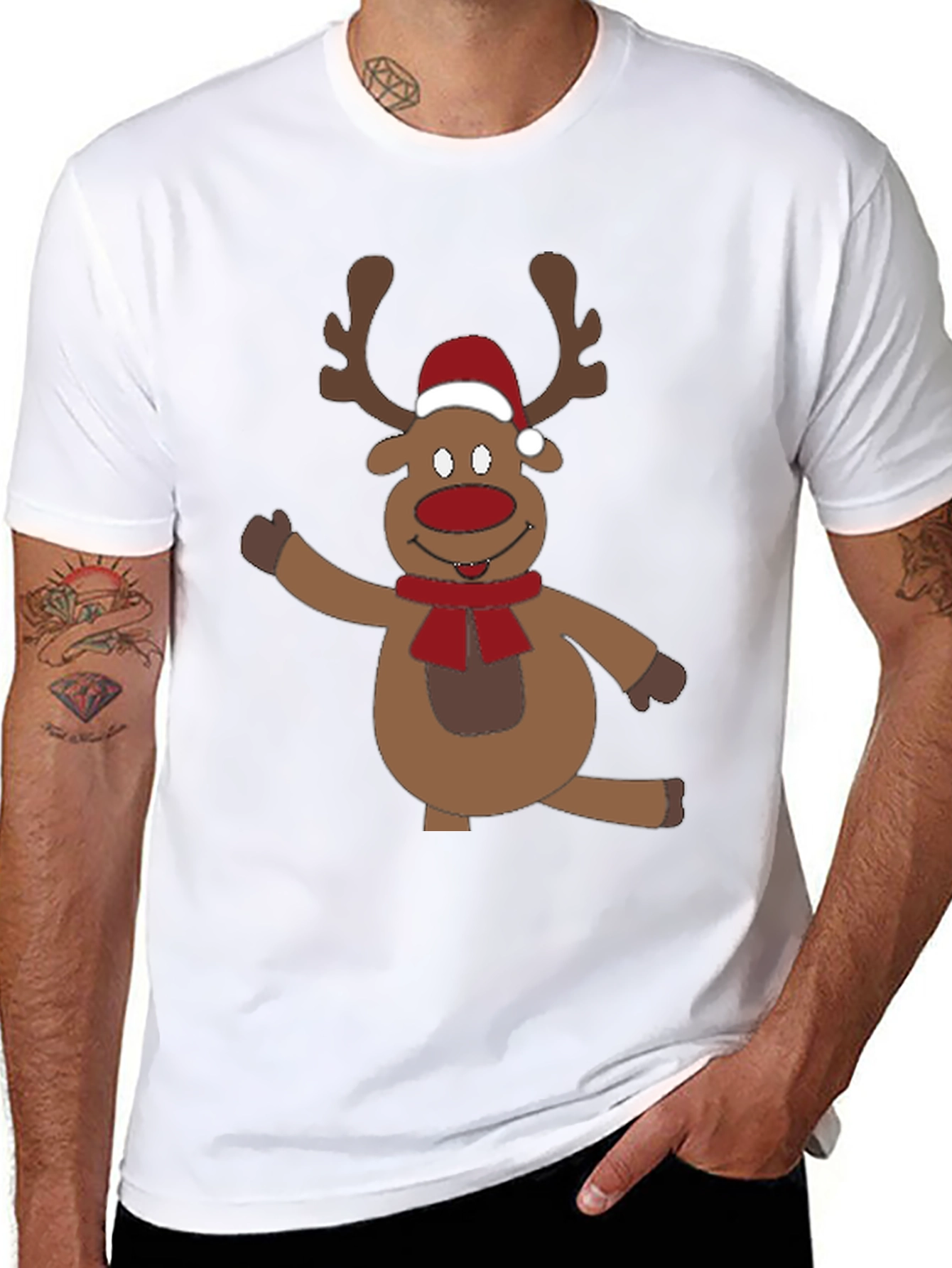 Festive Reindeer Graphic Tee - Holiday Cheer
