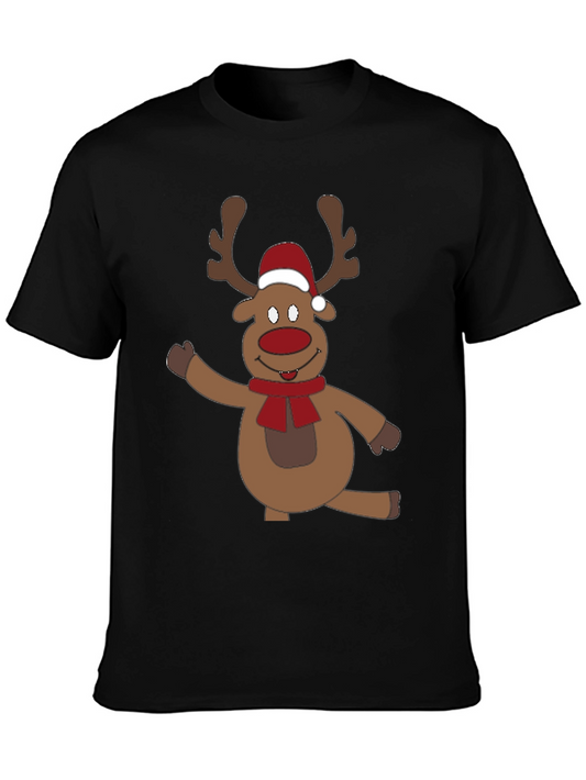 Festive Reindeer Graphic Tee - Holiday Cheer