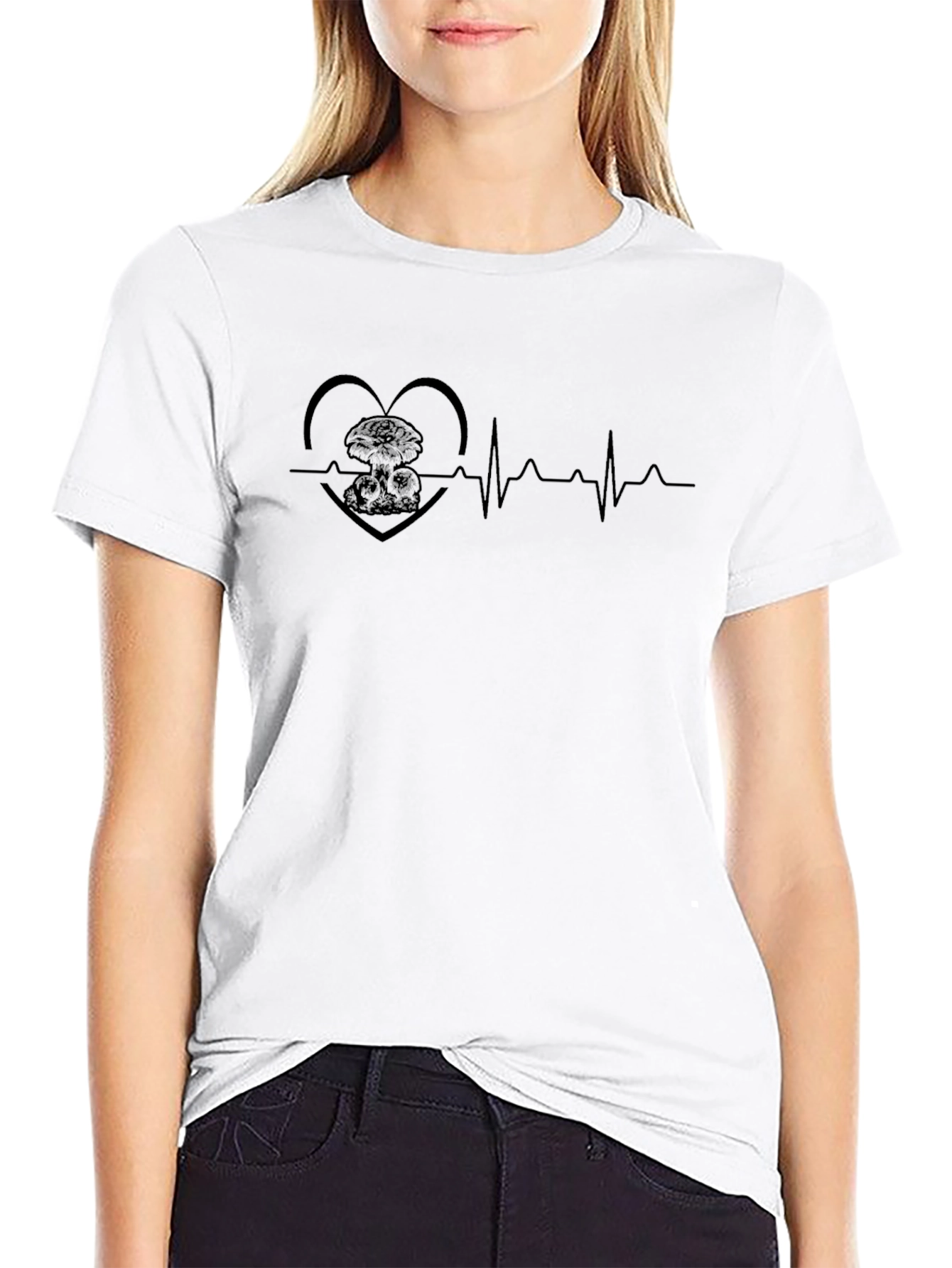 Heartbeat Atomic Mushroom Cloud Graphic Tee - Black