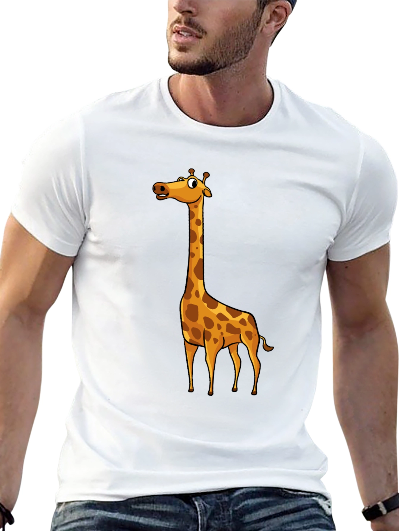 Mens Black Giraffe Graphic T-Shirt