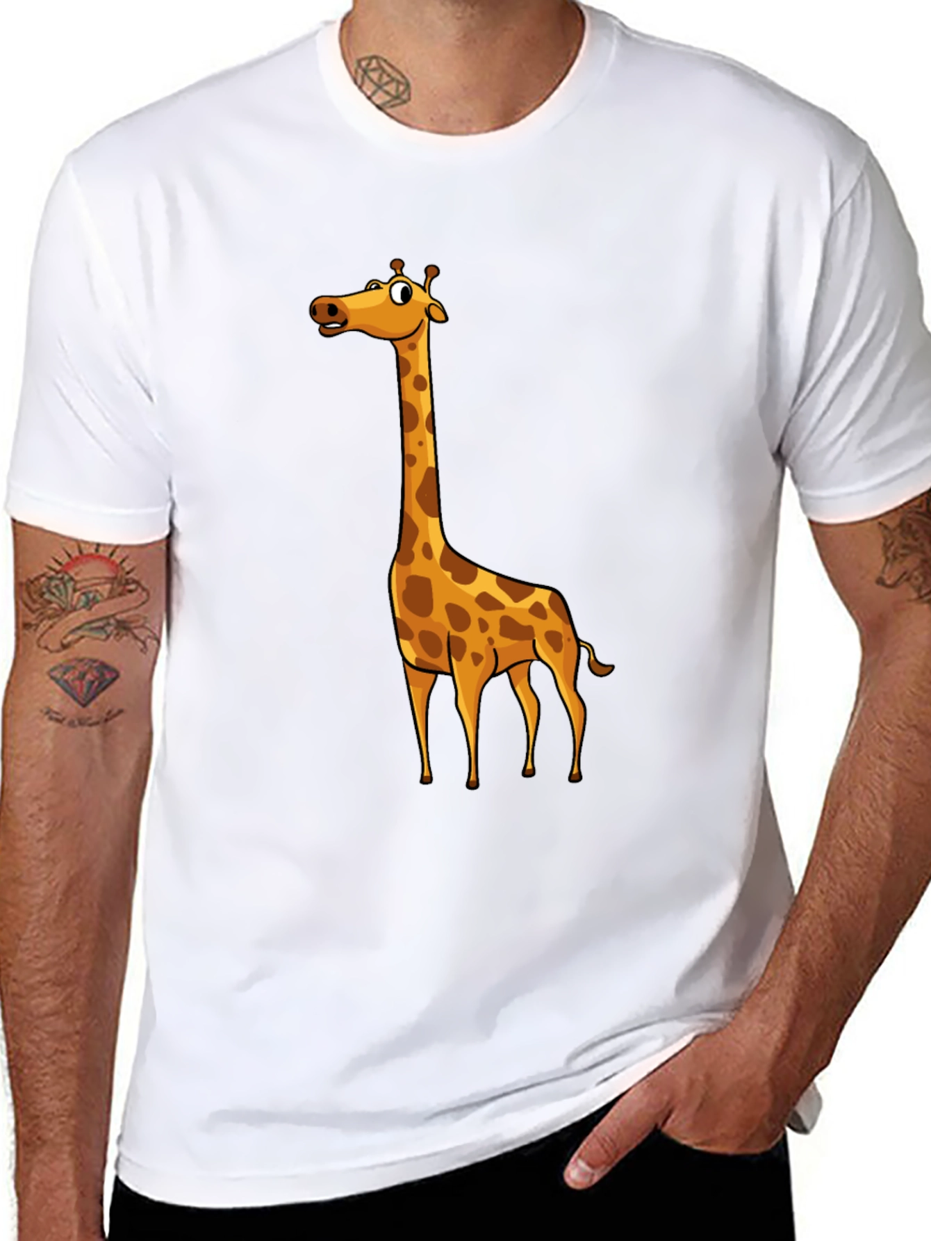Mens Black Giraffe Graphic T-Shirt