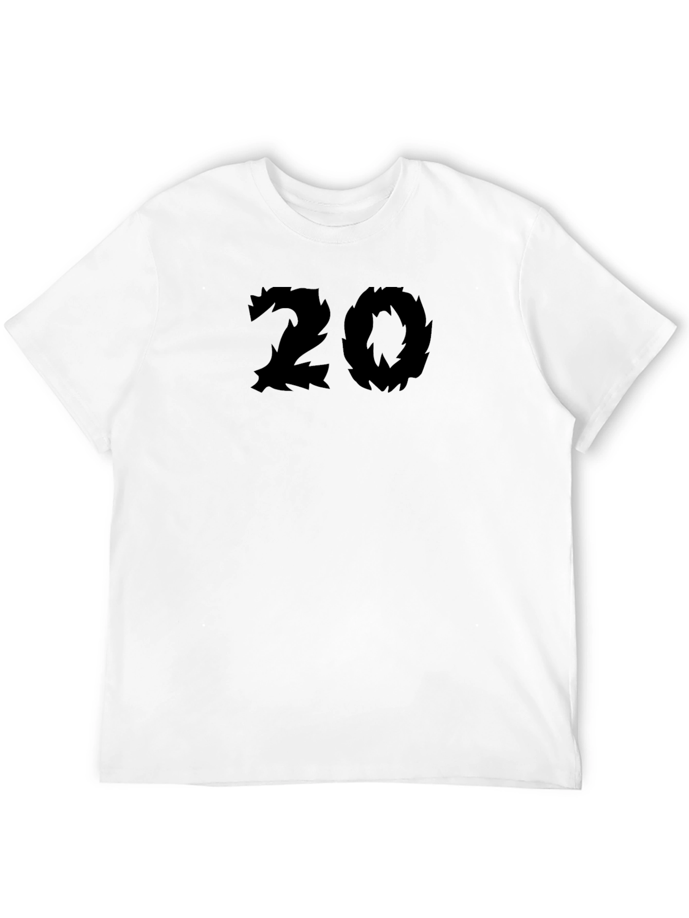 Edgy Number 20 Graphic Tee - Black Cotton Blend