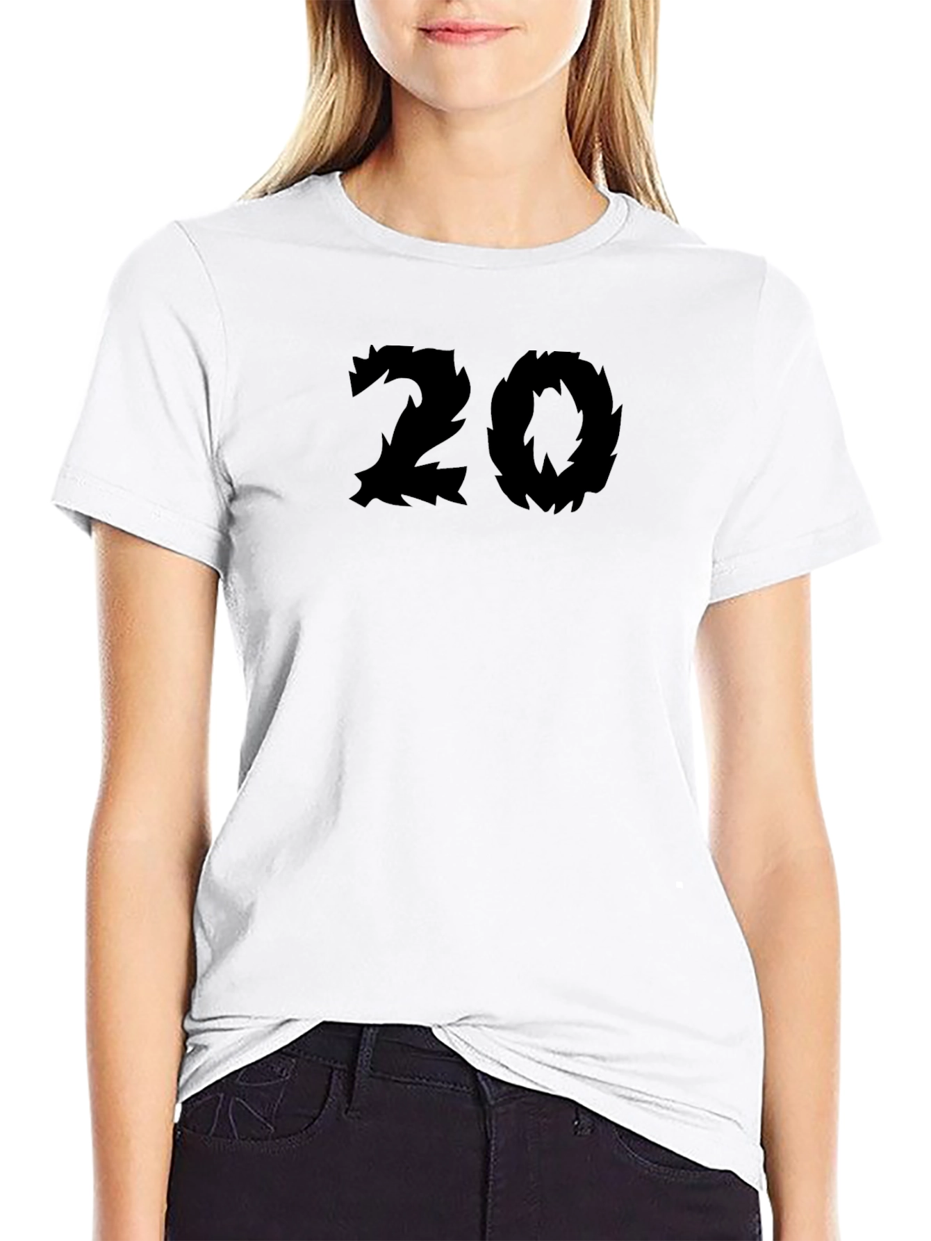 Edgy Number 20 Graphic Tee - Black Cotton Blend