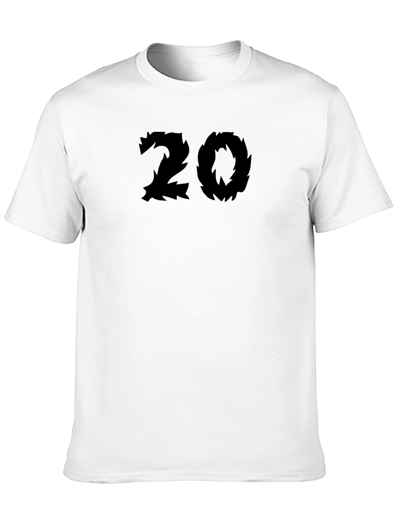 Edgy Number 20 Graphic Tee - Black Cotton Blend