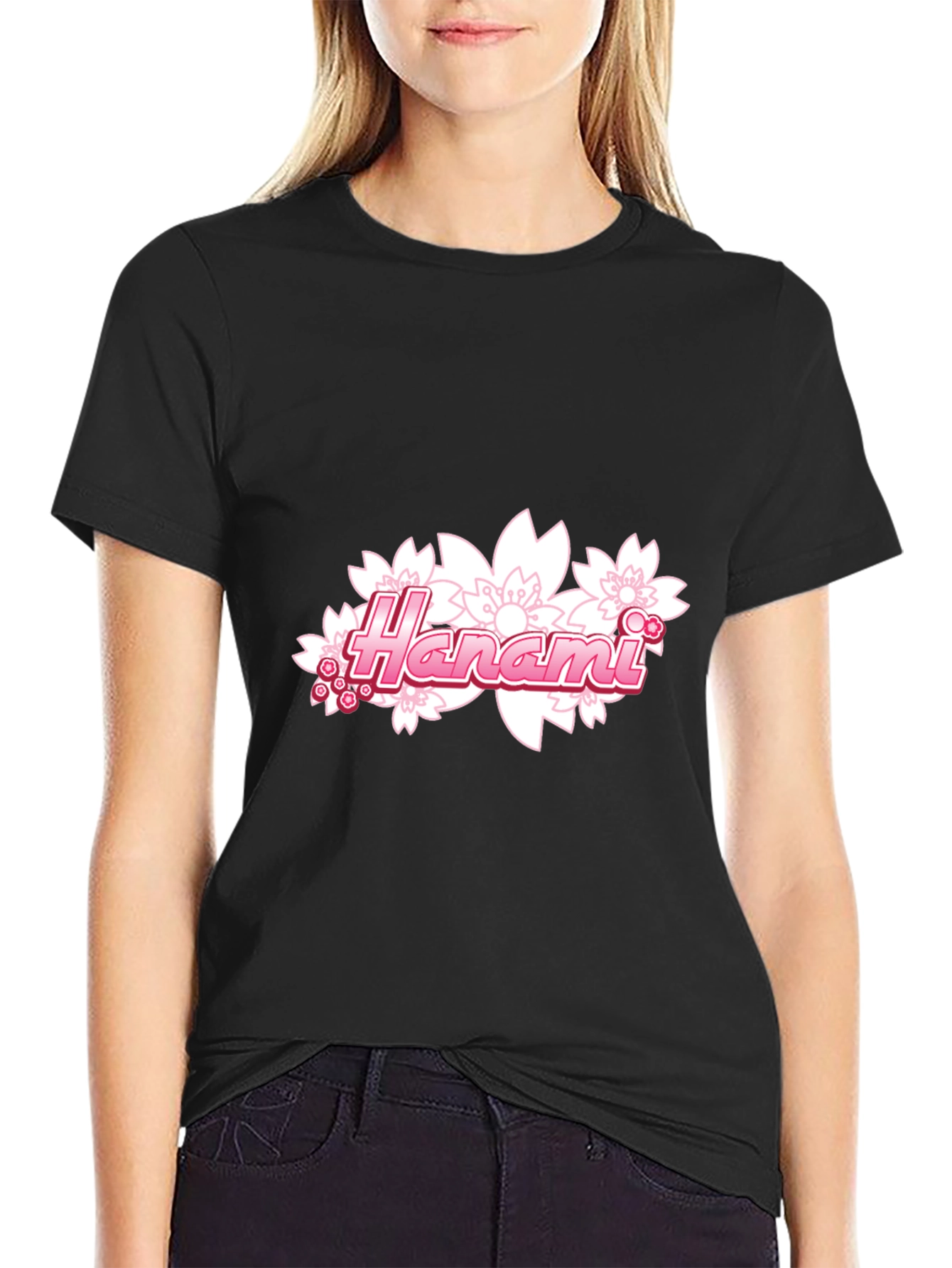 Hanami Cherry Blossom Graphic T-Shirt - Stylish Black Tee