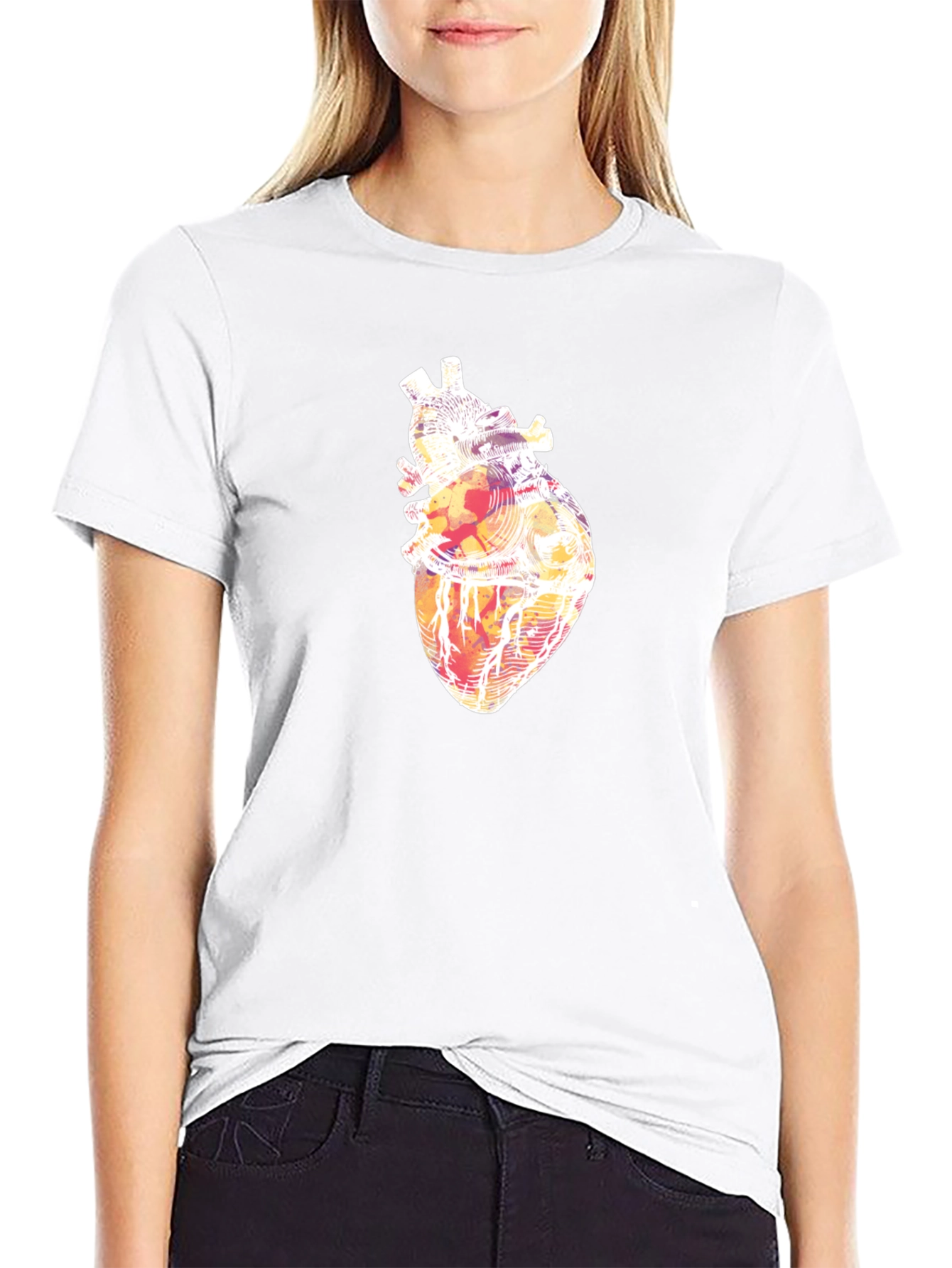 Abstract Heart Graphic Tee - Stylish Black T-Shirt