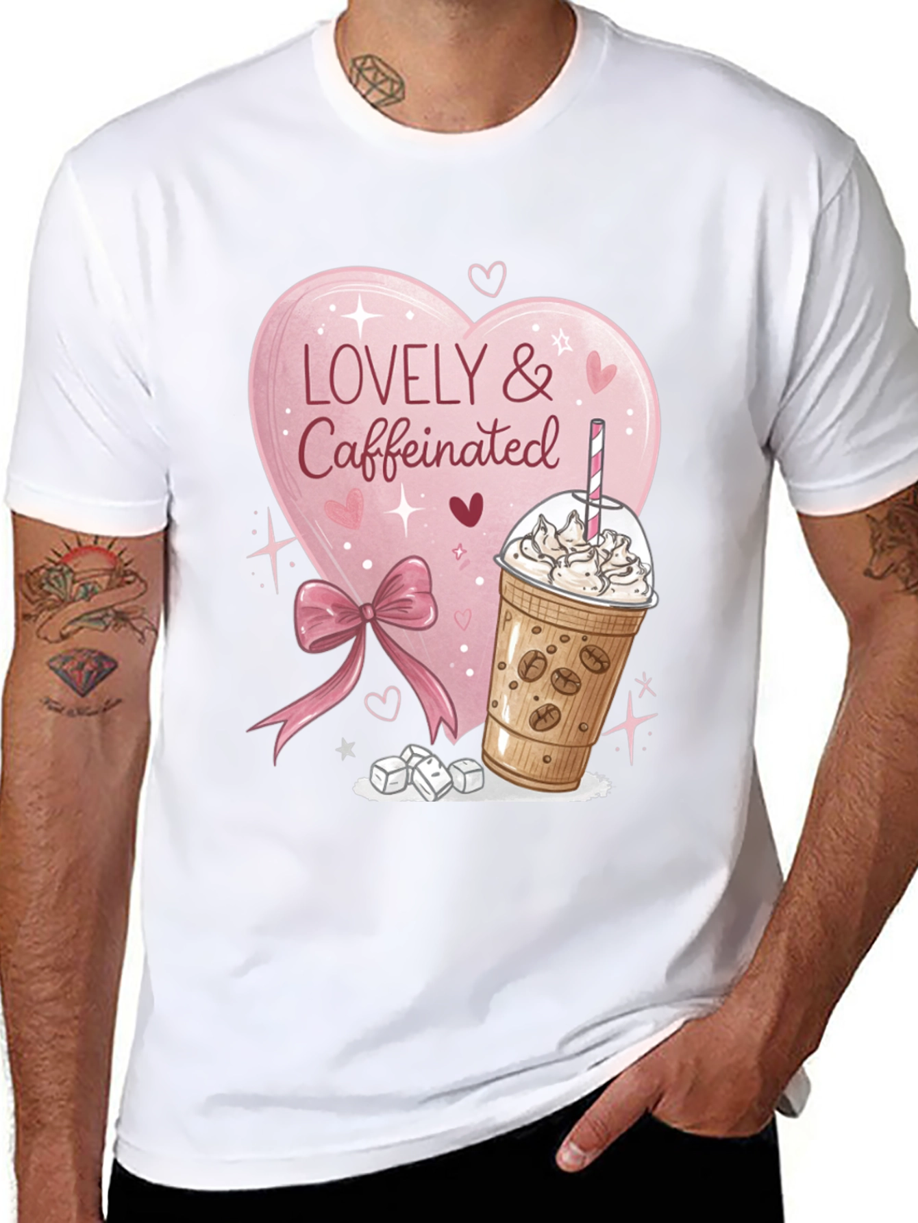 Lovely & Caffeinated T-Shirt - Coffee Lover Gift