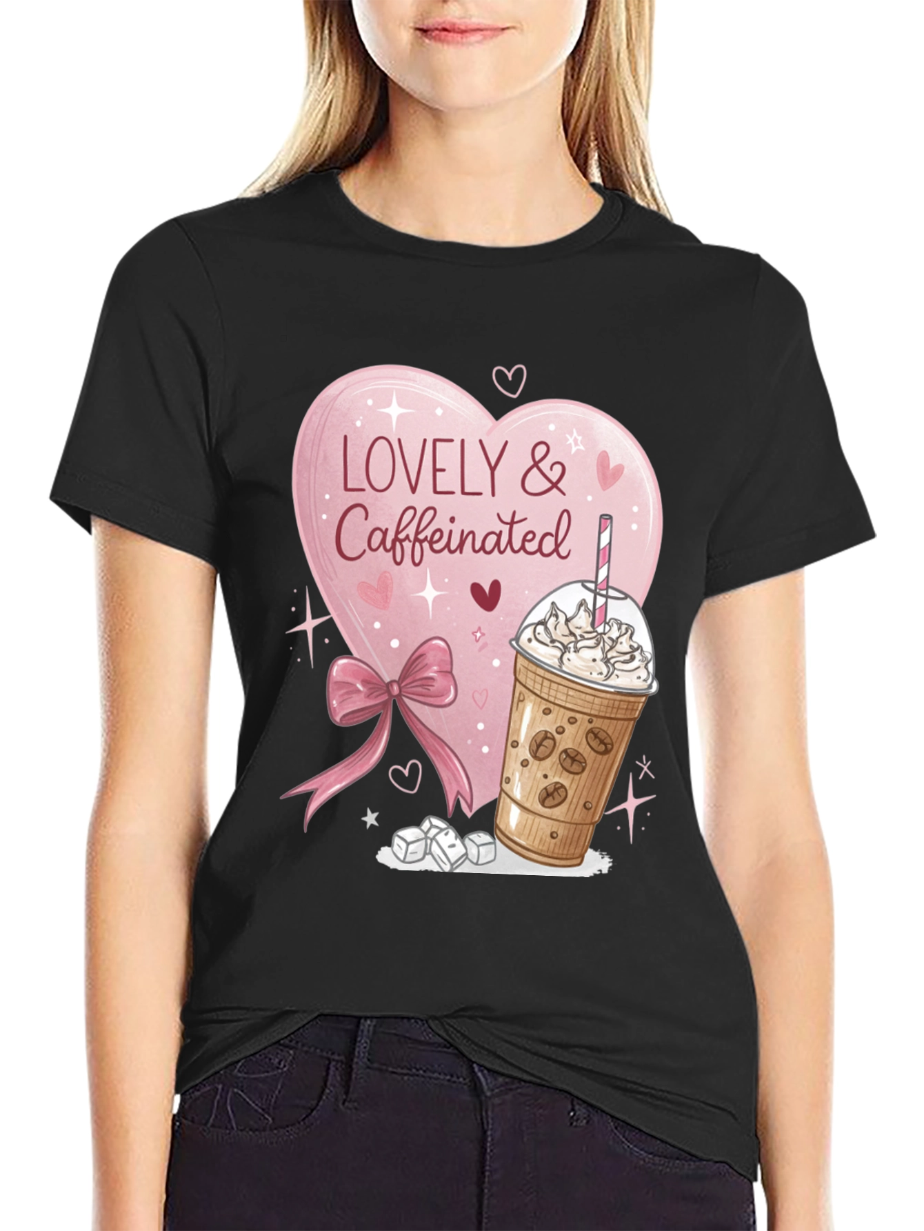 Lovely & Caffeinated T-Shirt - Coffee Lover Gift