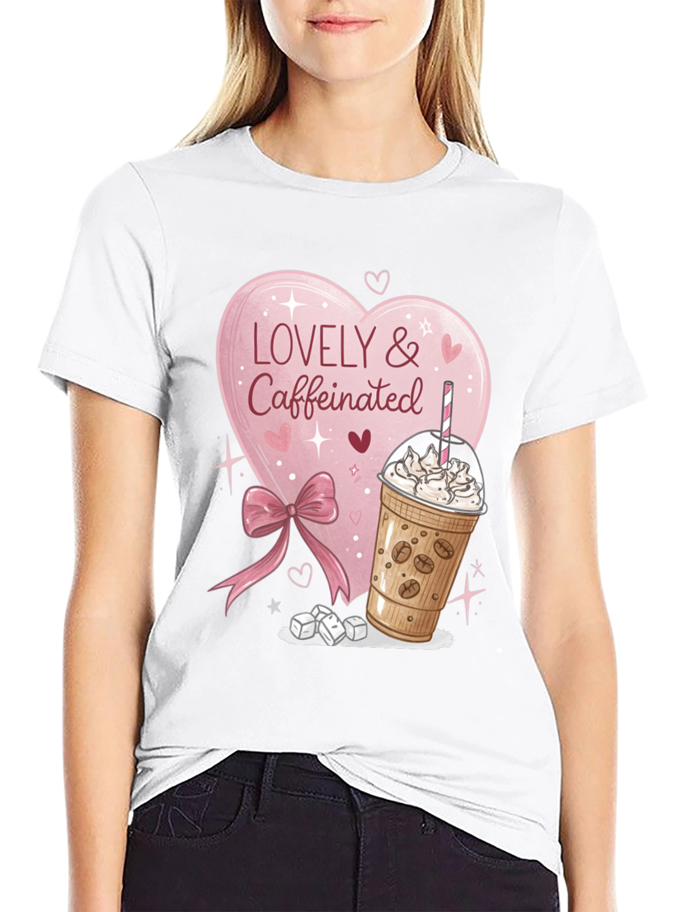 Lovely & Caffeinated T-Shirt - Coffee Lover Gift