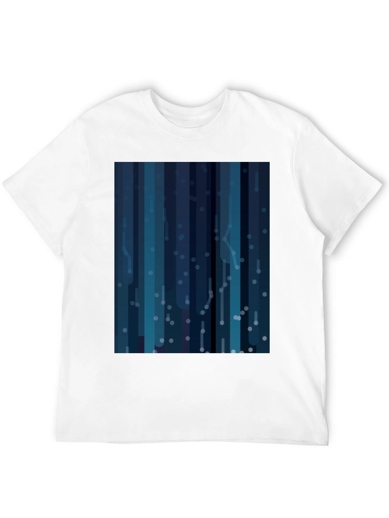Abstract Blue Striped Mens Black T-Shirt
