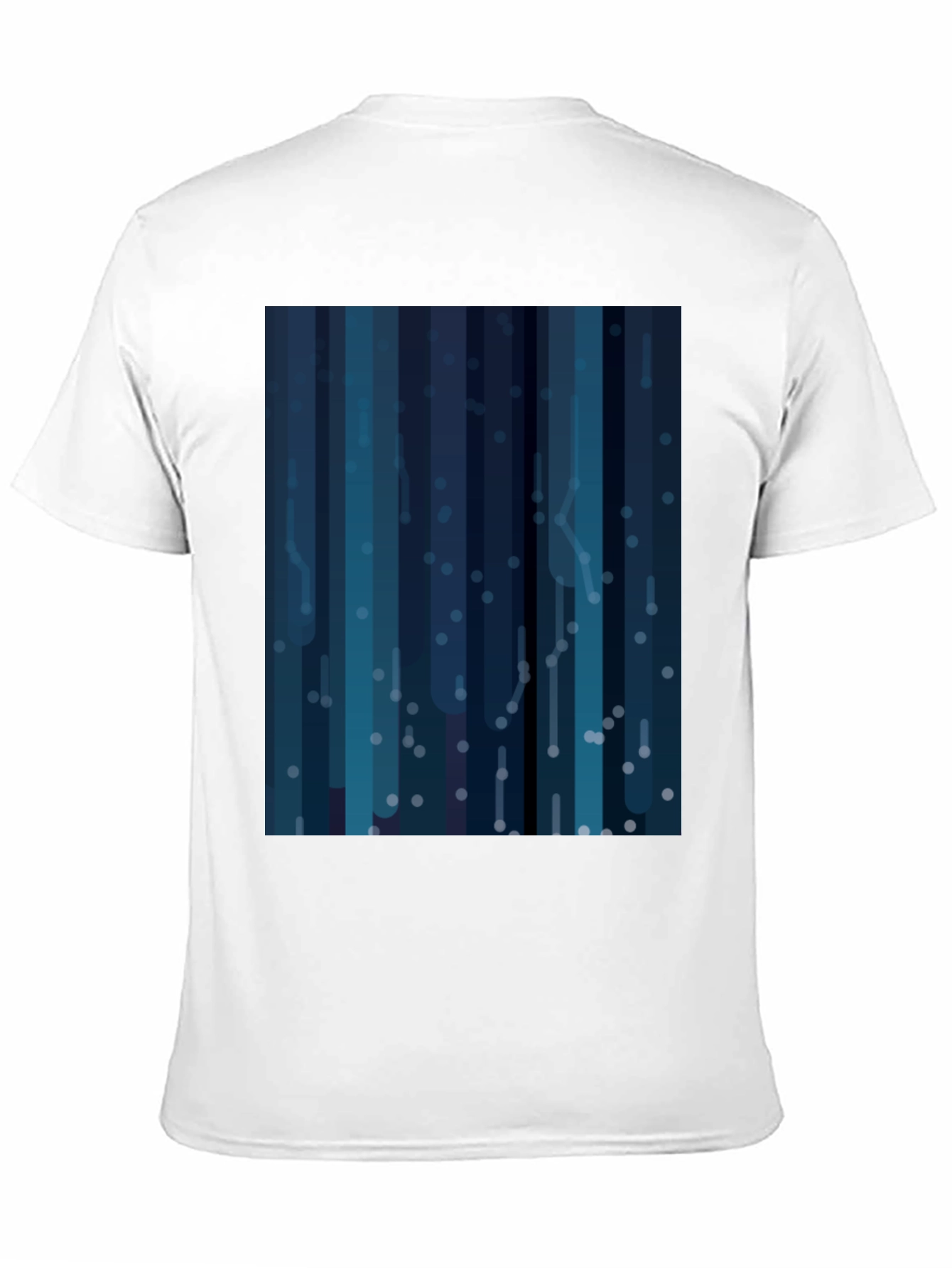 Abstract Blue Striped Mens Black T-Shirt