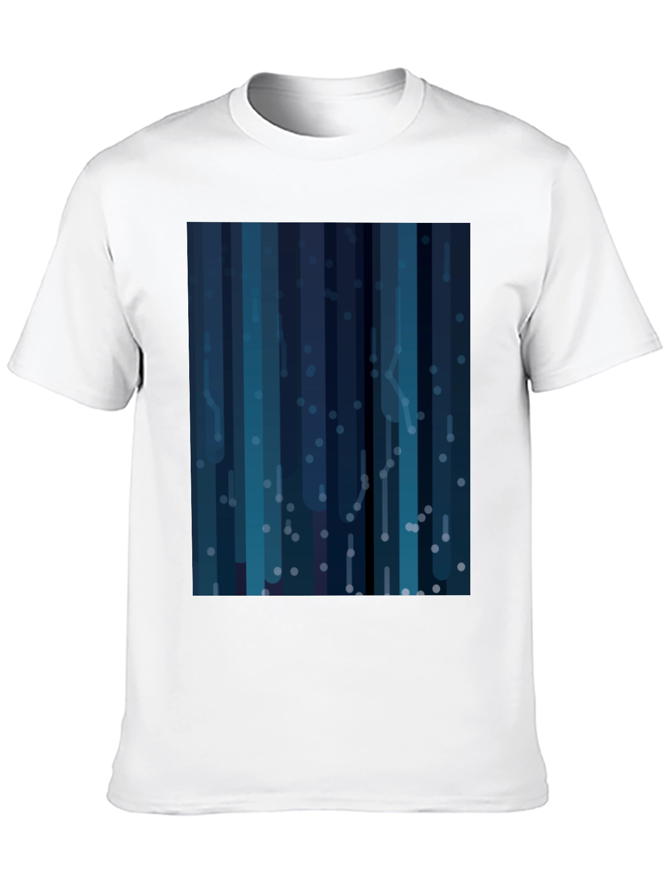 Abstract Blue Striped Mens Black T-Shirt