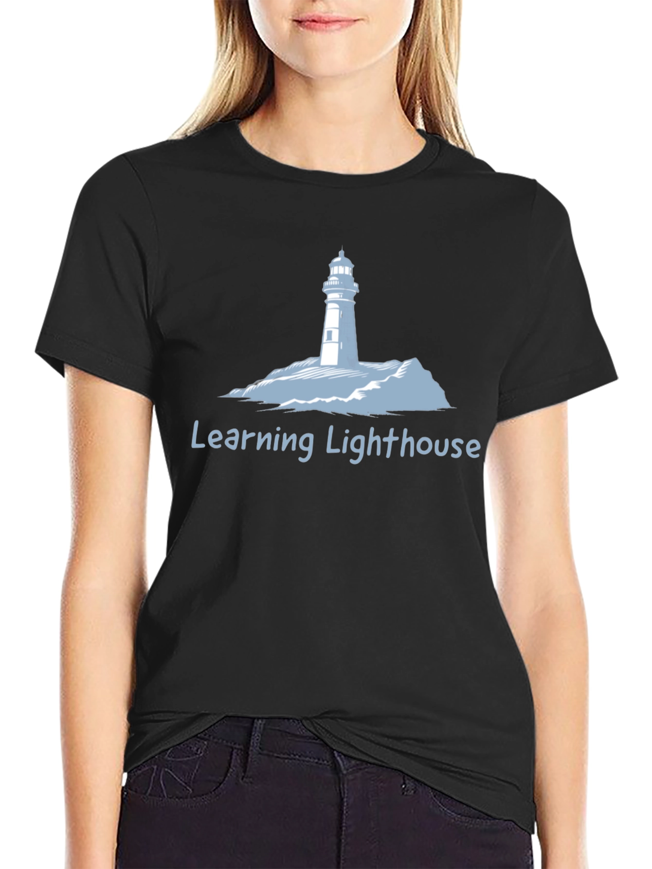 Learning Lighthouse Black T-Shirt