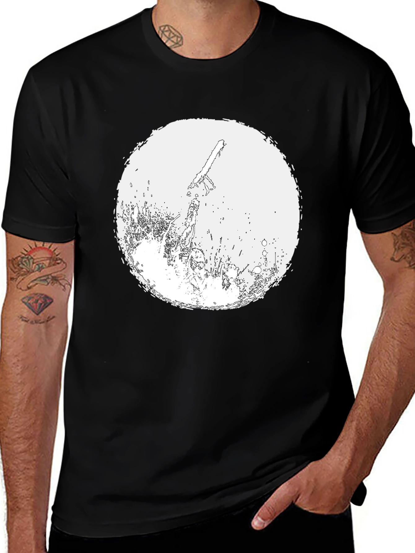 Chainsaw Graphic Tee - Black Cotton T-Shirt
