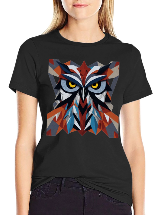 Geometric Owl Graphic Print T-Shirt