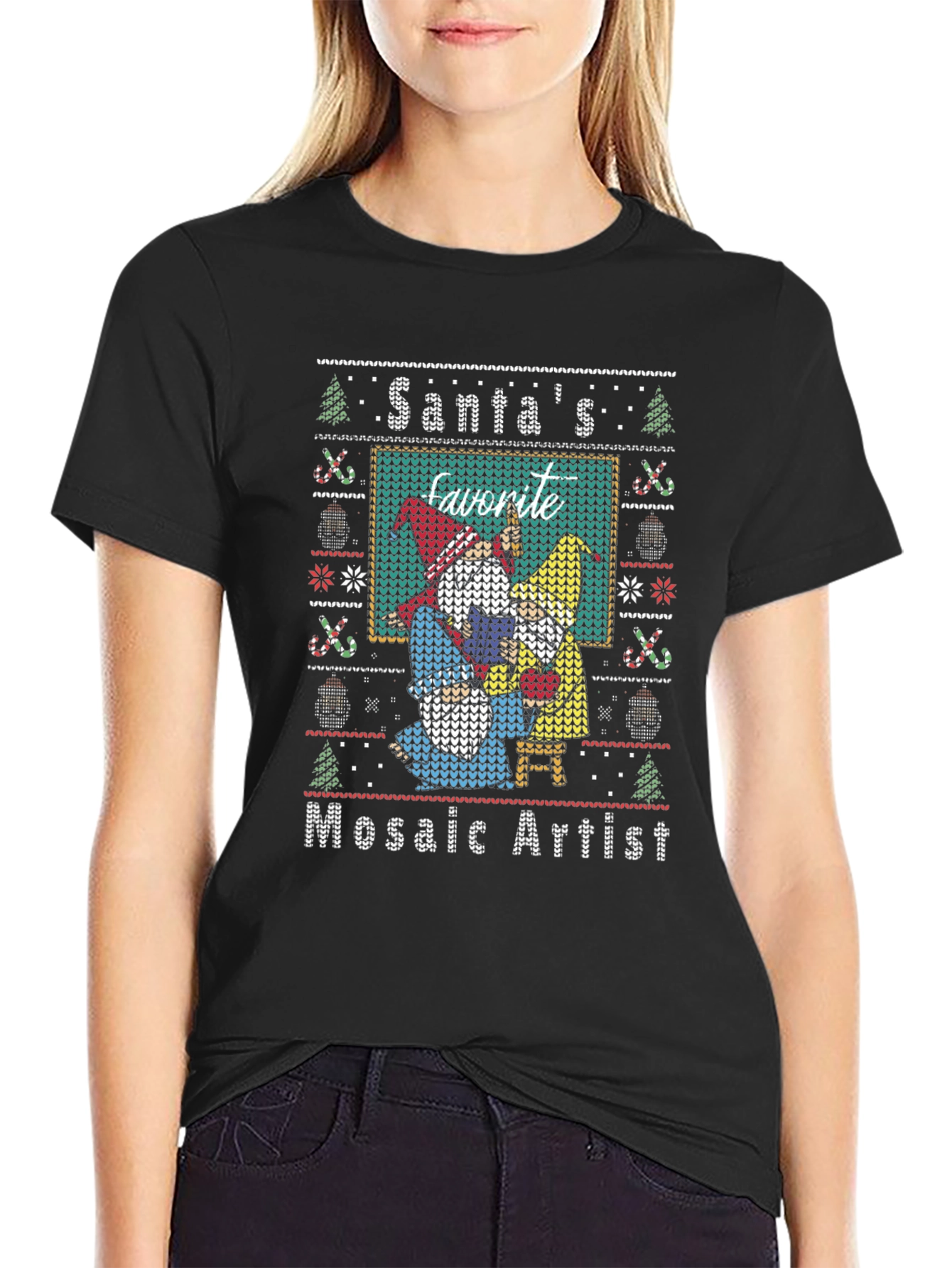 Santas Favorite Mosaic Artist Ugly Christmas Sweater T-Shirt