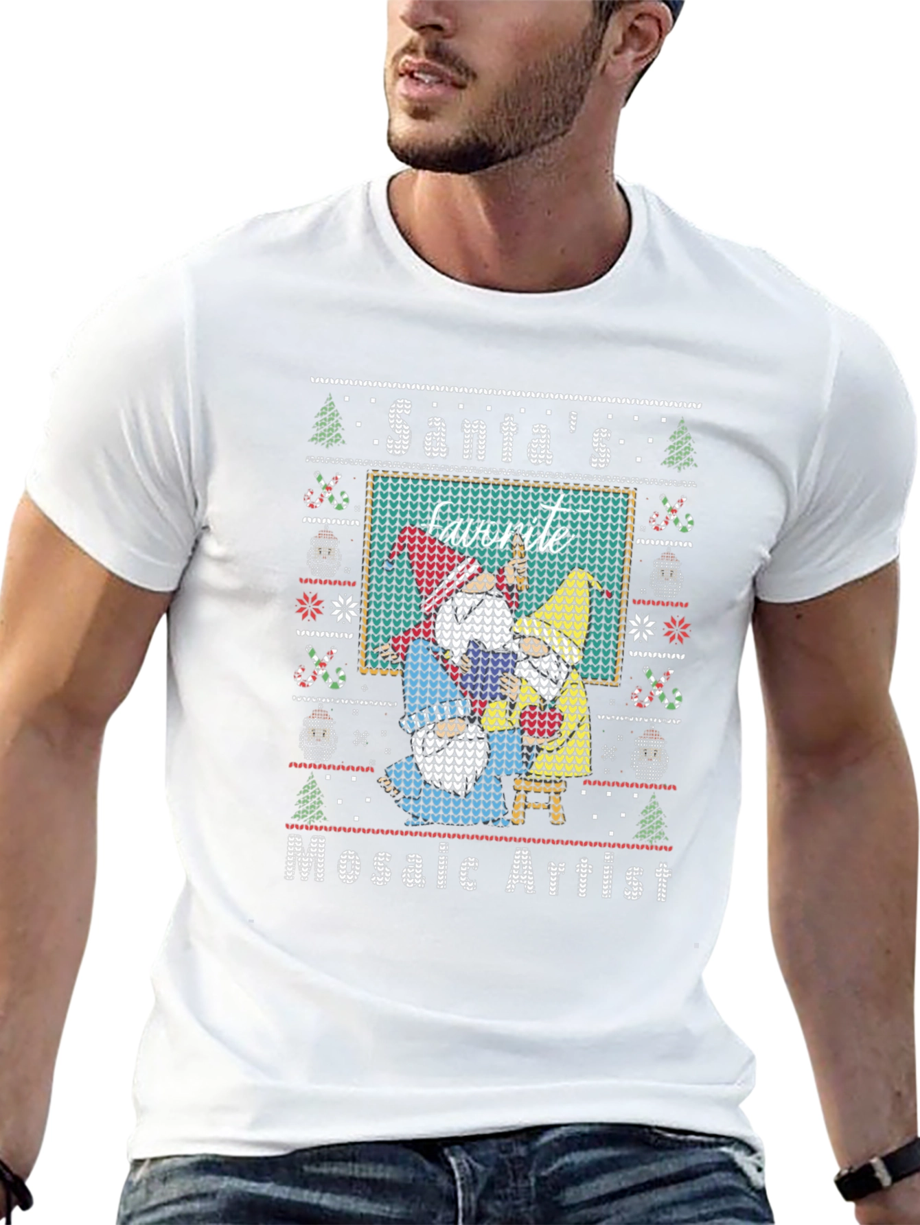 Santas Favorite Mosaic Artist Ugly Christmas Sweater T-Shirt