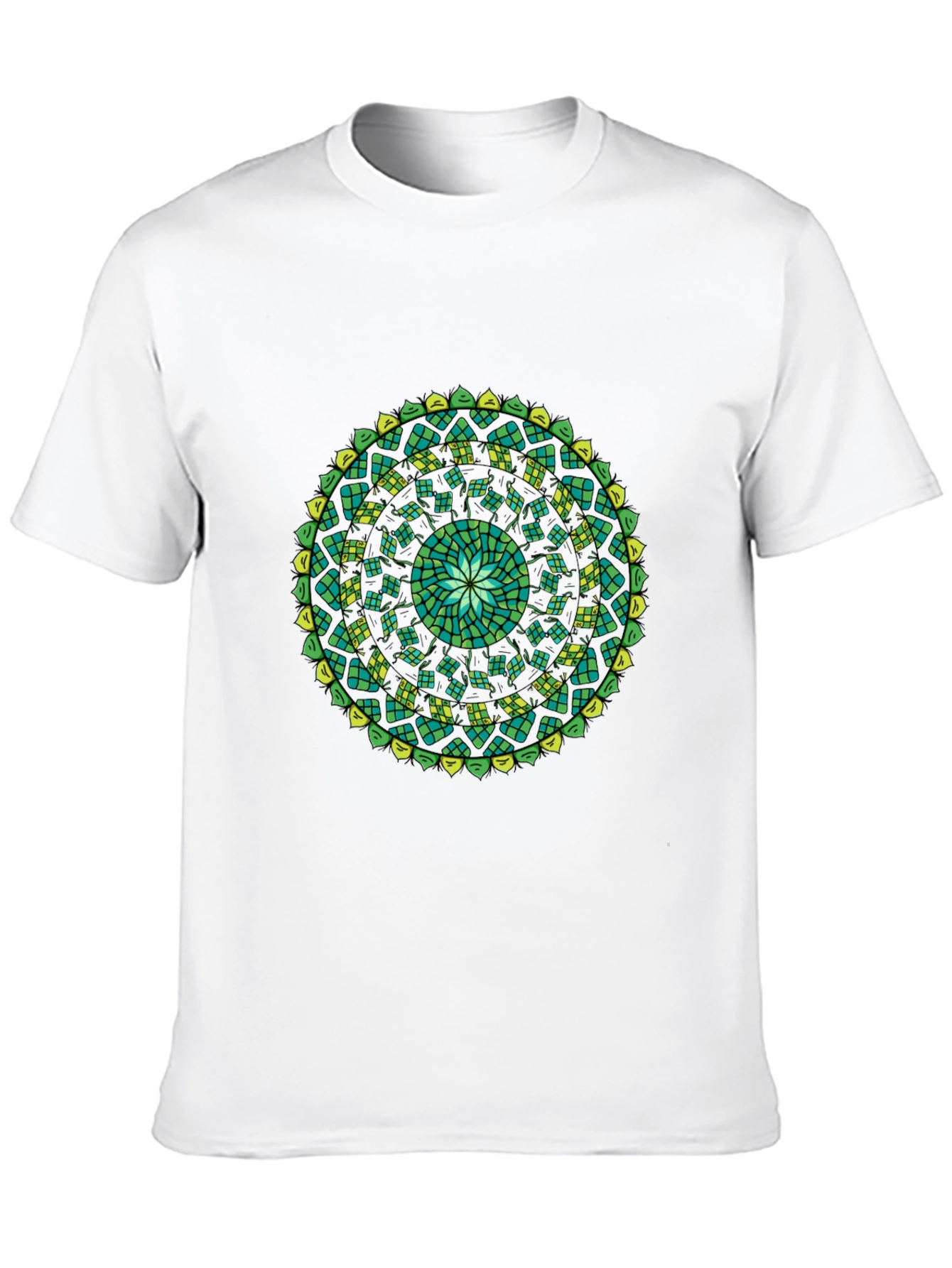 Green Mandala Black T-Shirt