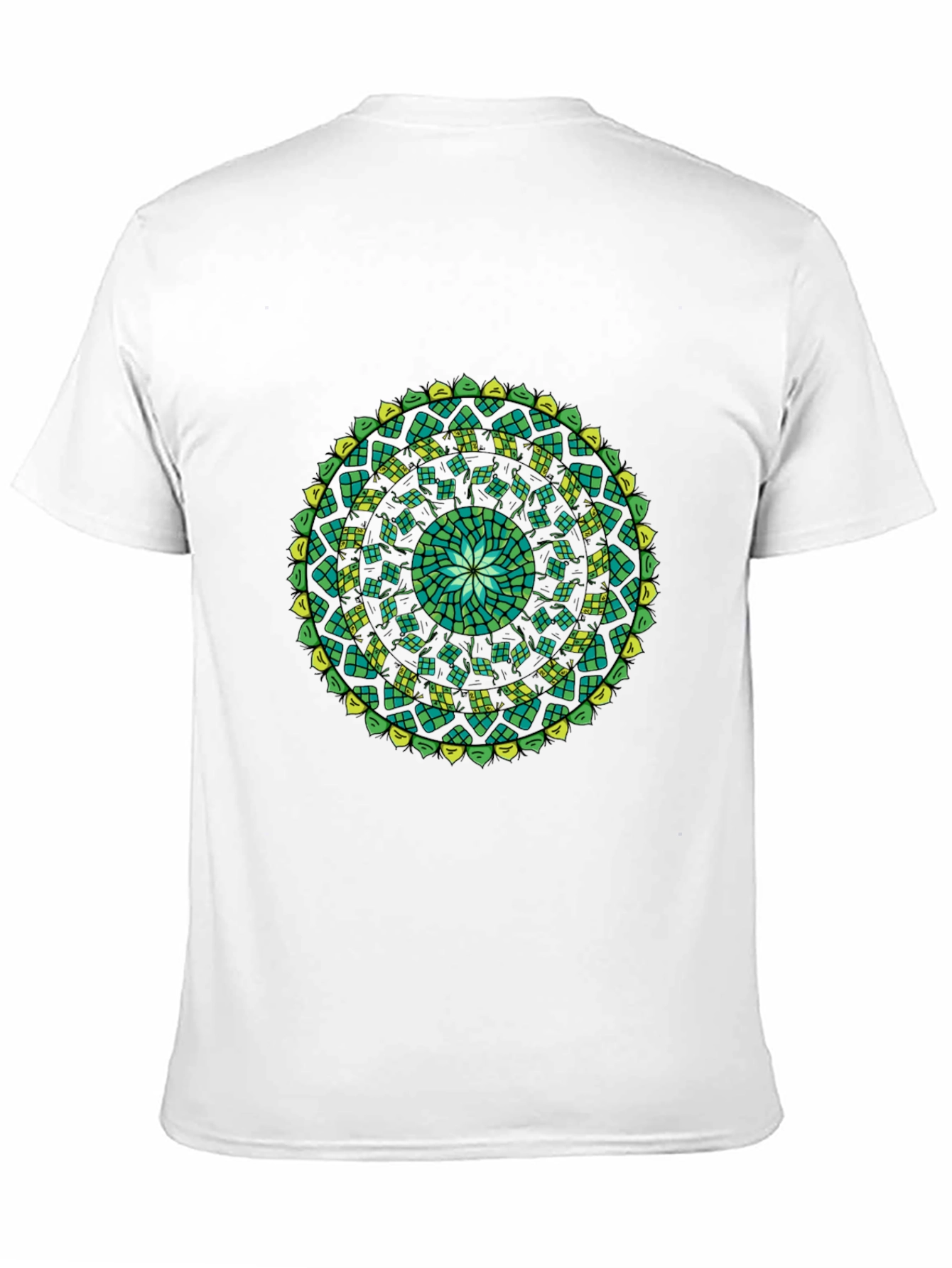 Green Mandala Black T-Shirt