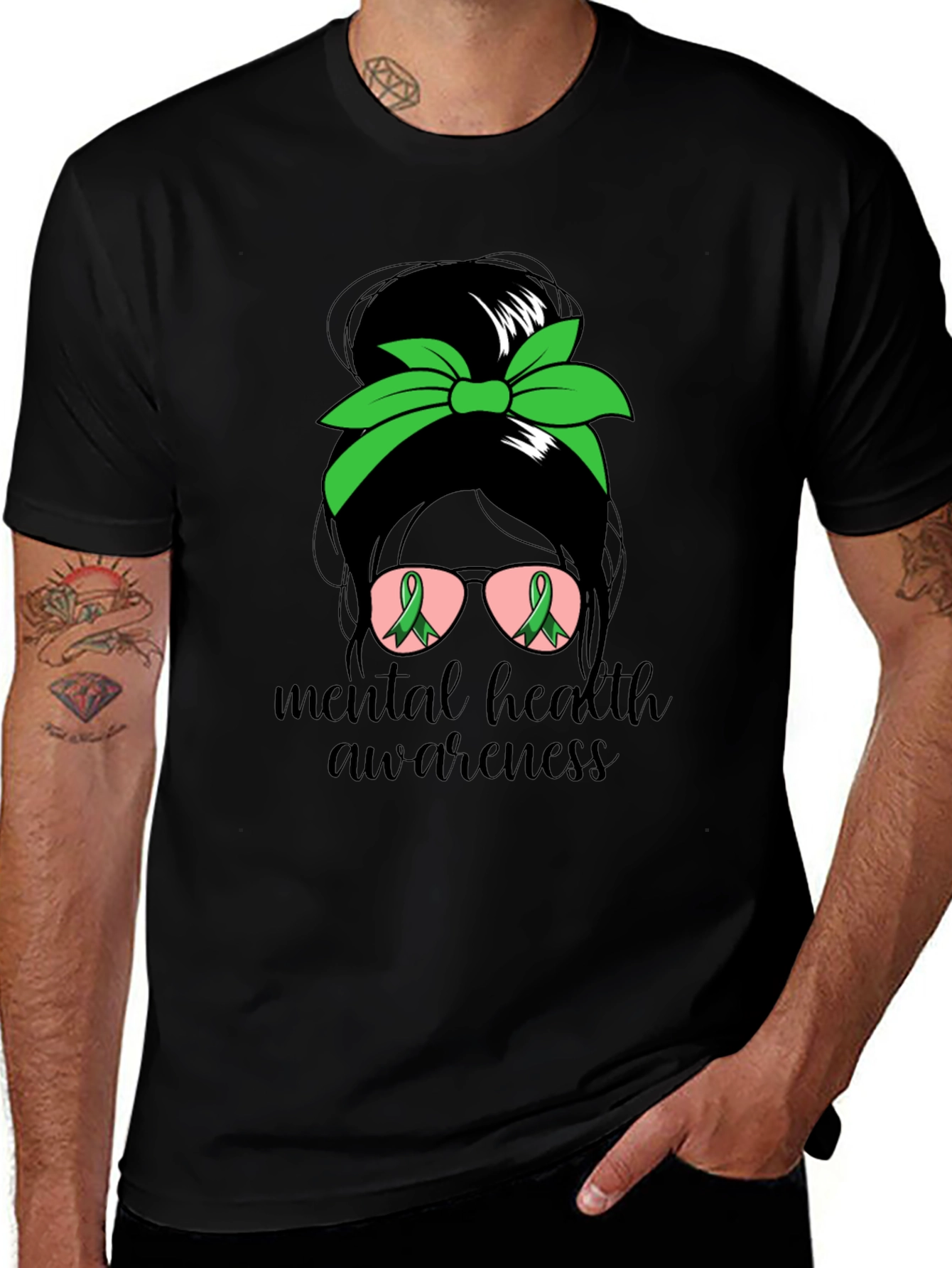 Mental Health Awareness Messy Bun T-Shirt