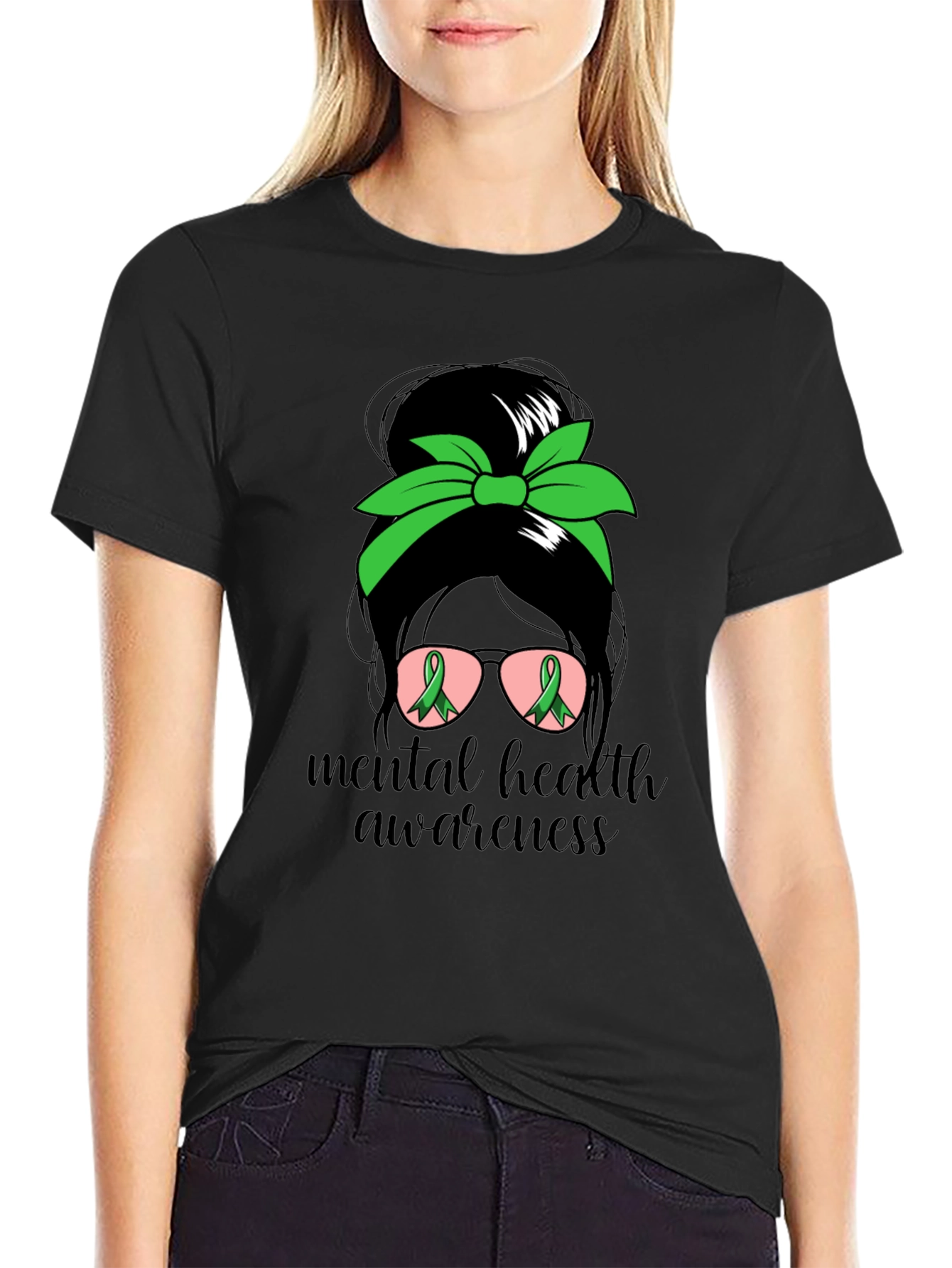 Mental Health Awareness Messy Bun T-Shirt