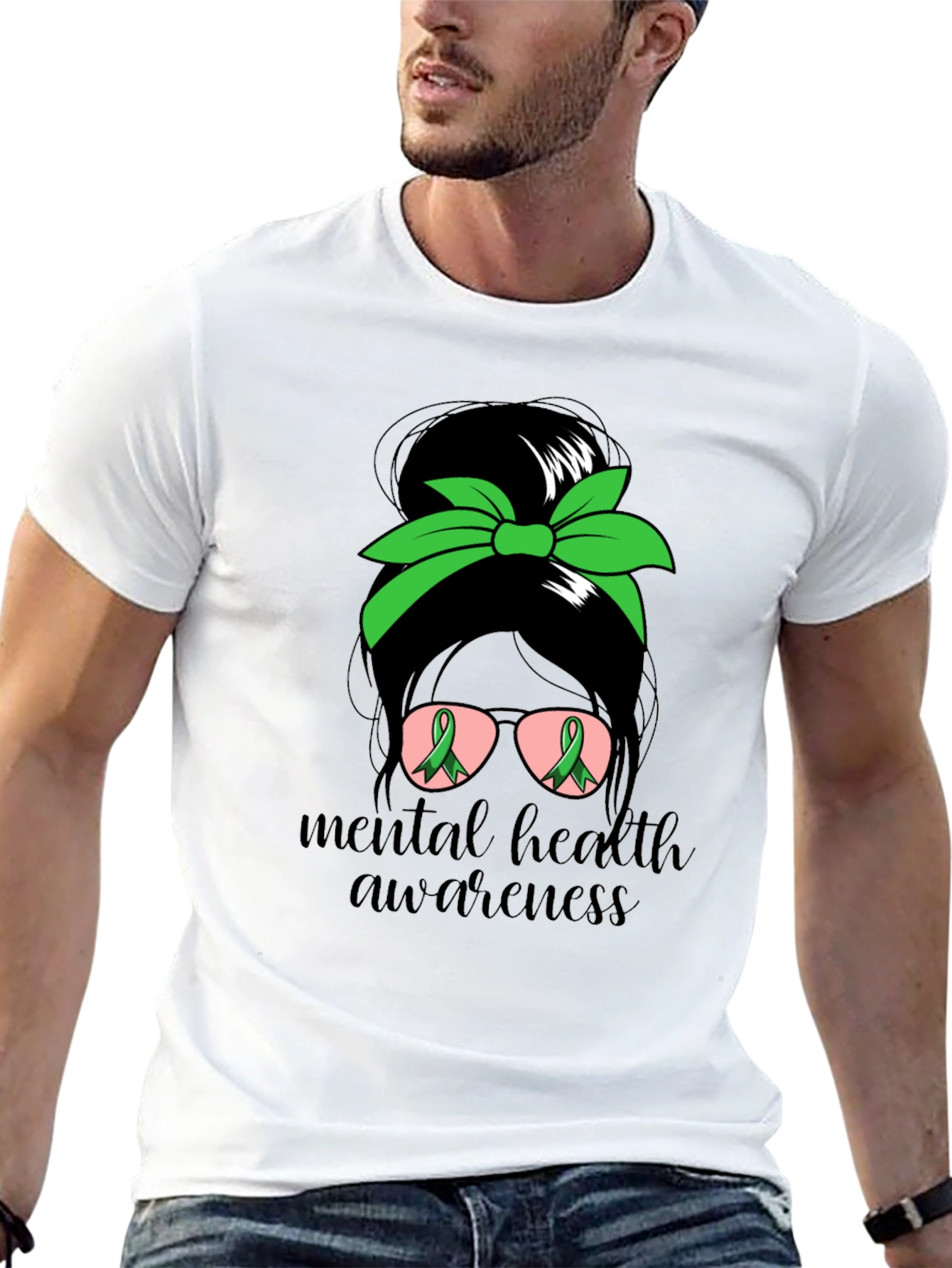 Mental Health Awareness Messy Bun T-Shirt