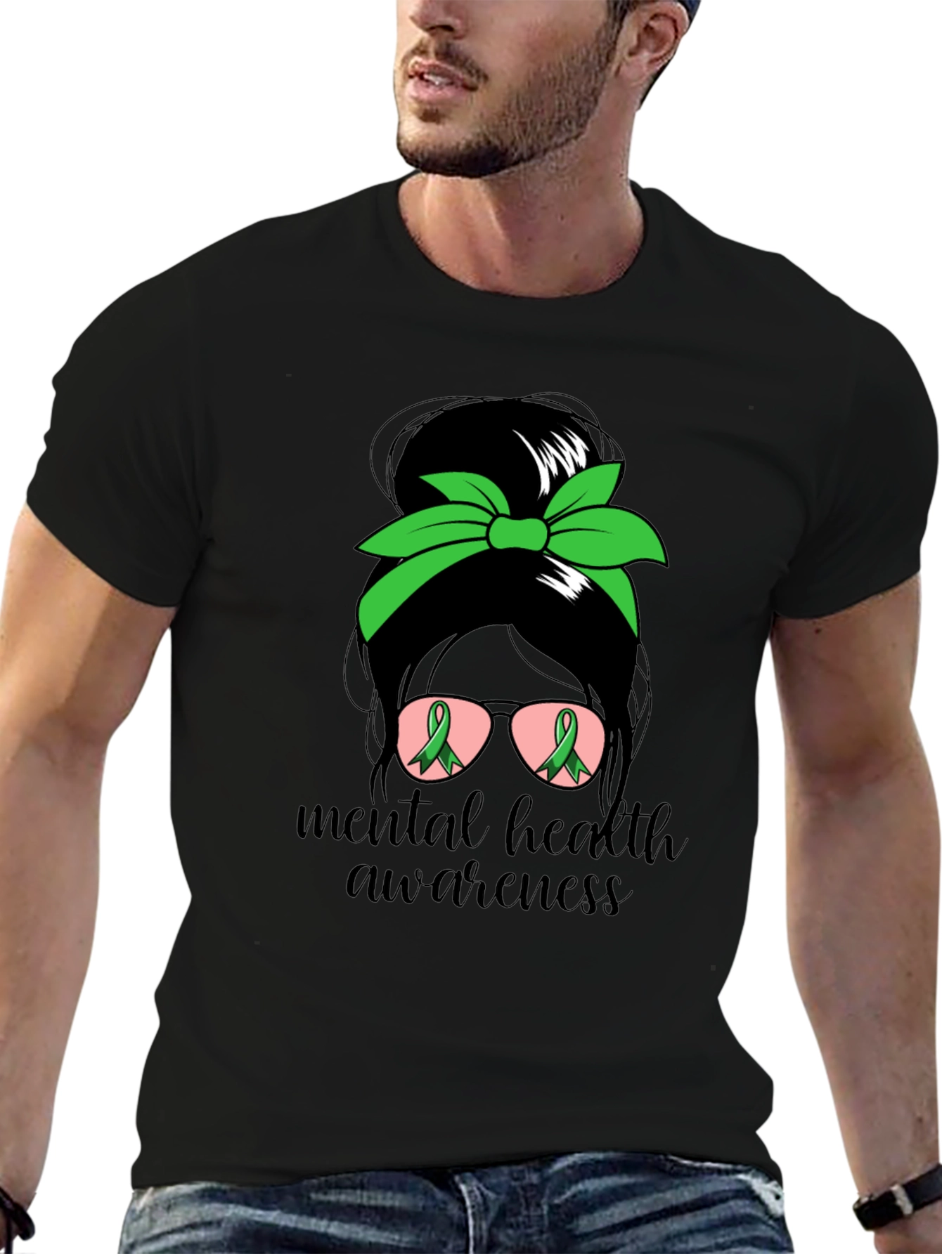 Mental Health Awareness Messy Bun T-Shirt